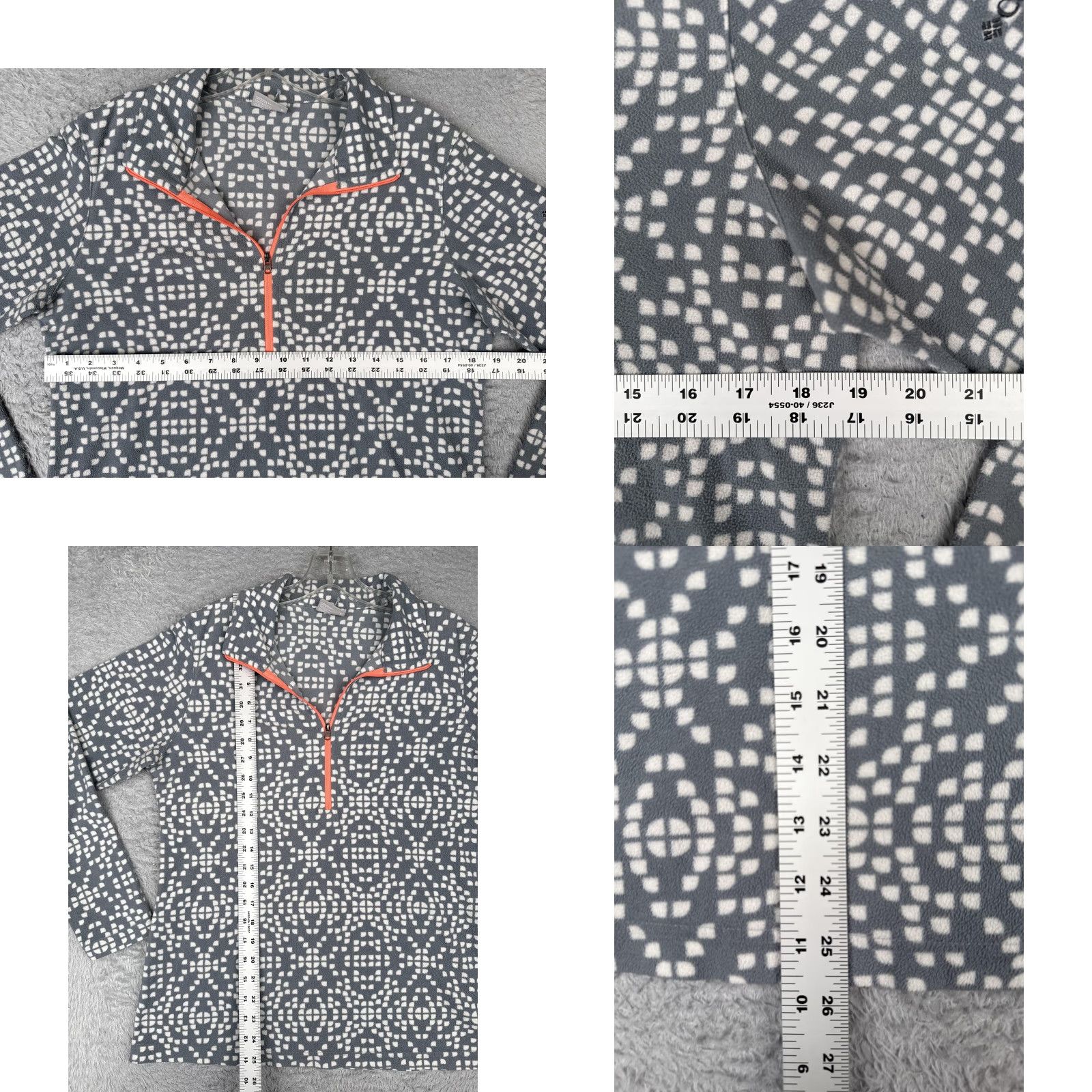Vintage Columbia Sweater Women Large Gray White Geometric Print 1/4 Zip Fleece Pullover Outdoor Casual Womens Size L / US 10 / IT 46 - 8 Thumbnail