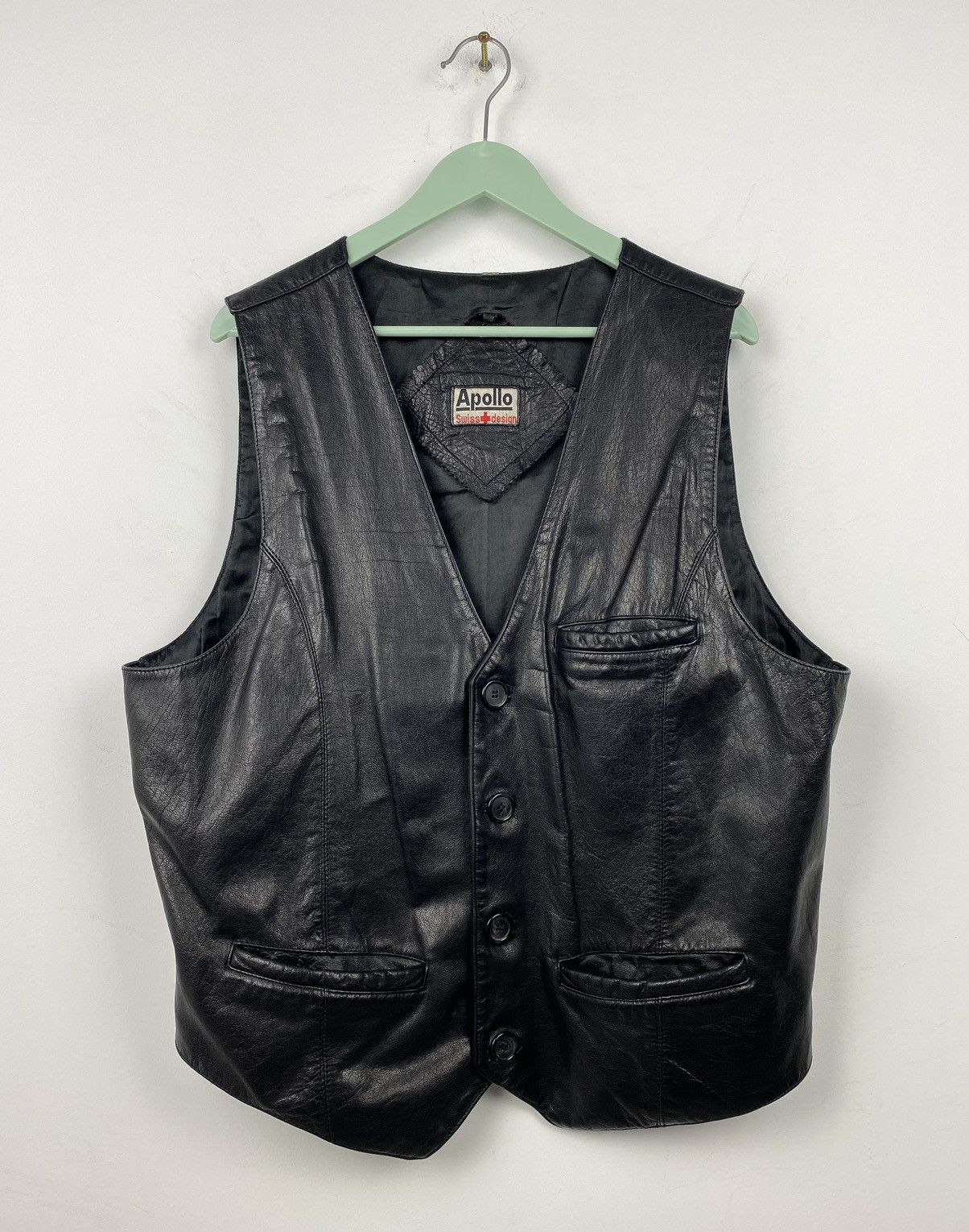 Genuine Leather Vintage Apollo Leather Vest Biker Harley Davidson Avirex Y2K Size US L / EU 52-54 / 3 - 1 Thumbnail