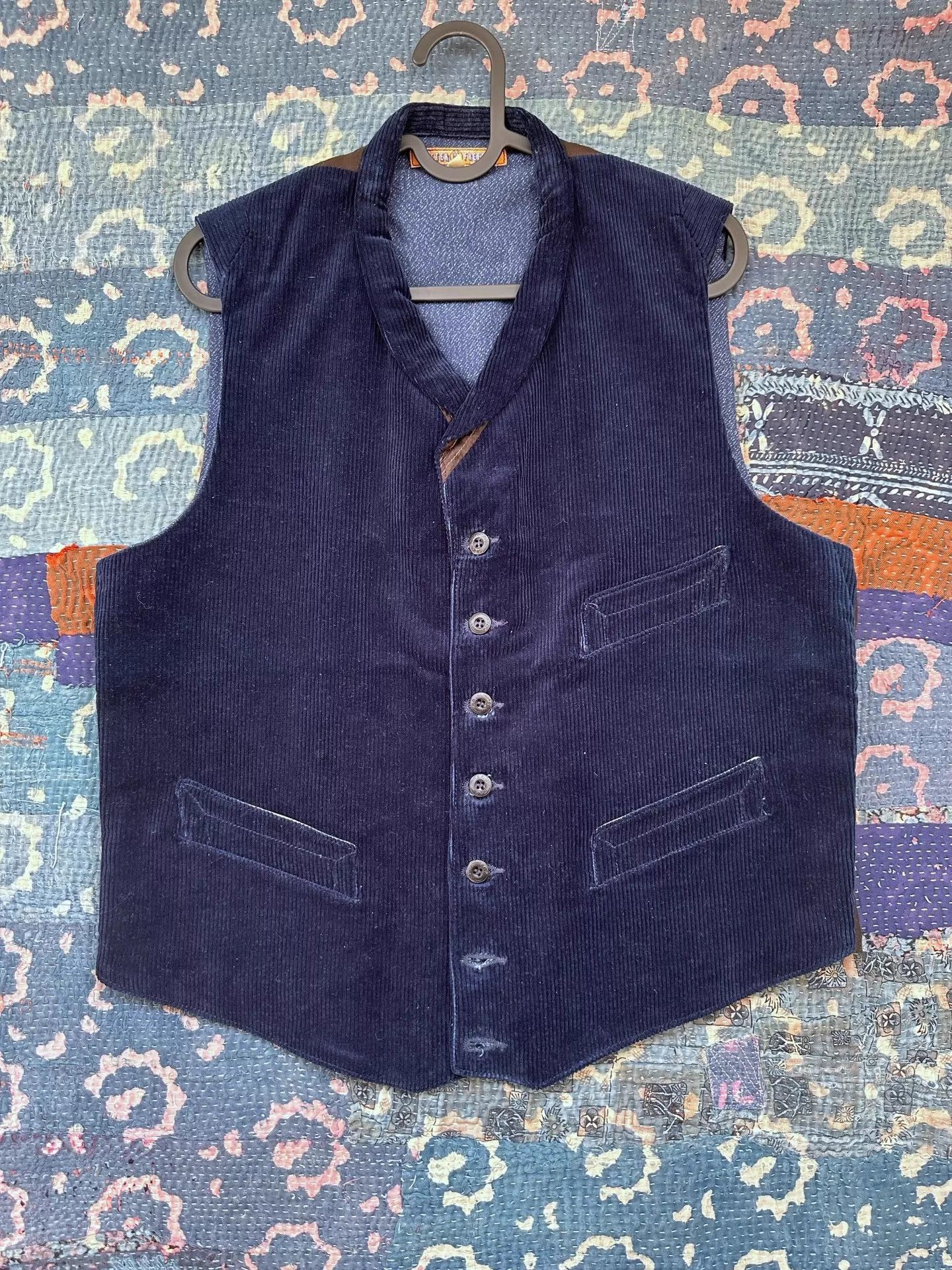 Mister Freedom mister freedom 00s indigo dyed corduroy French work vest 38 Size US XXS / EU 40 - 1 Thumbnail