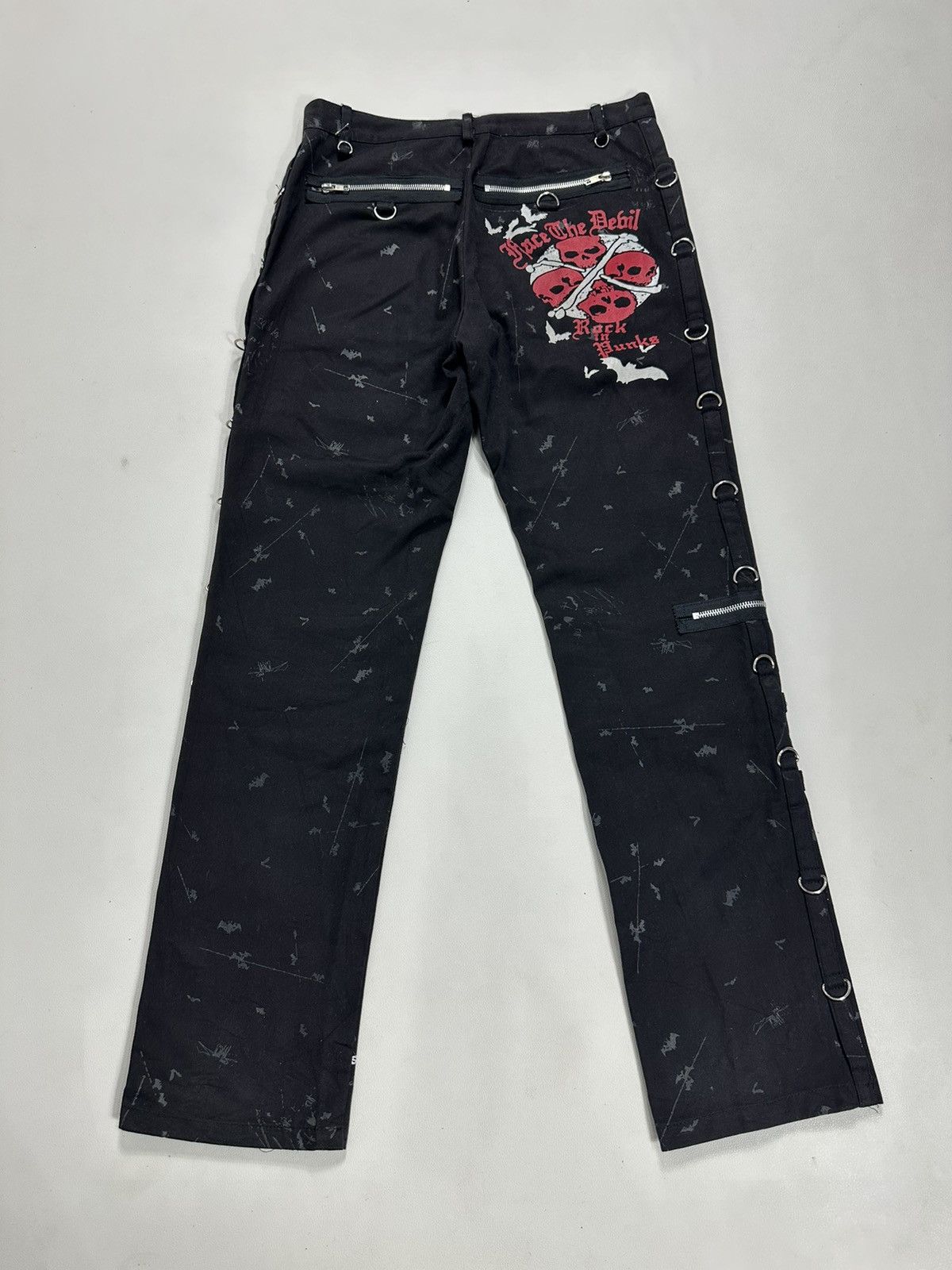 Other Punk Rock Bondge Skull Skeleton Poem Style Pants Size US 31 - 8 Thumbnail
