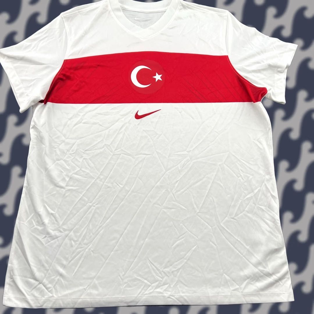 Nike Nike Shirt Turkey 2024 2025 Home Mens Football Jersey XL White Camiseta Soccer Short Sleeve Round Neck Moisture Wicking Quick Dry Athletic Jersey Mens Size US XL / EU 56 / 4 - 1 Thumbnail