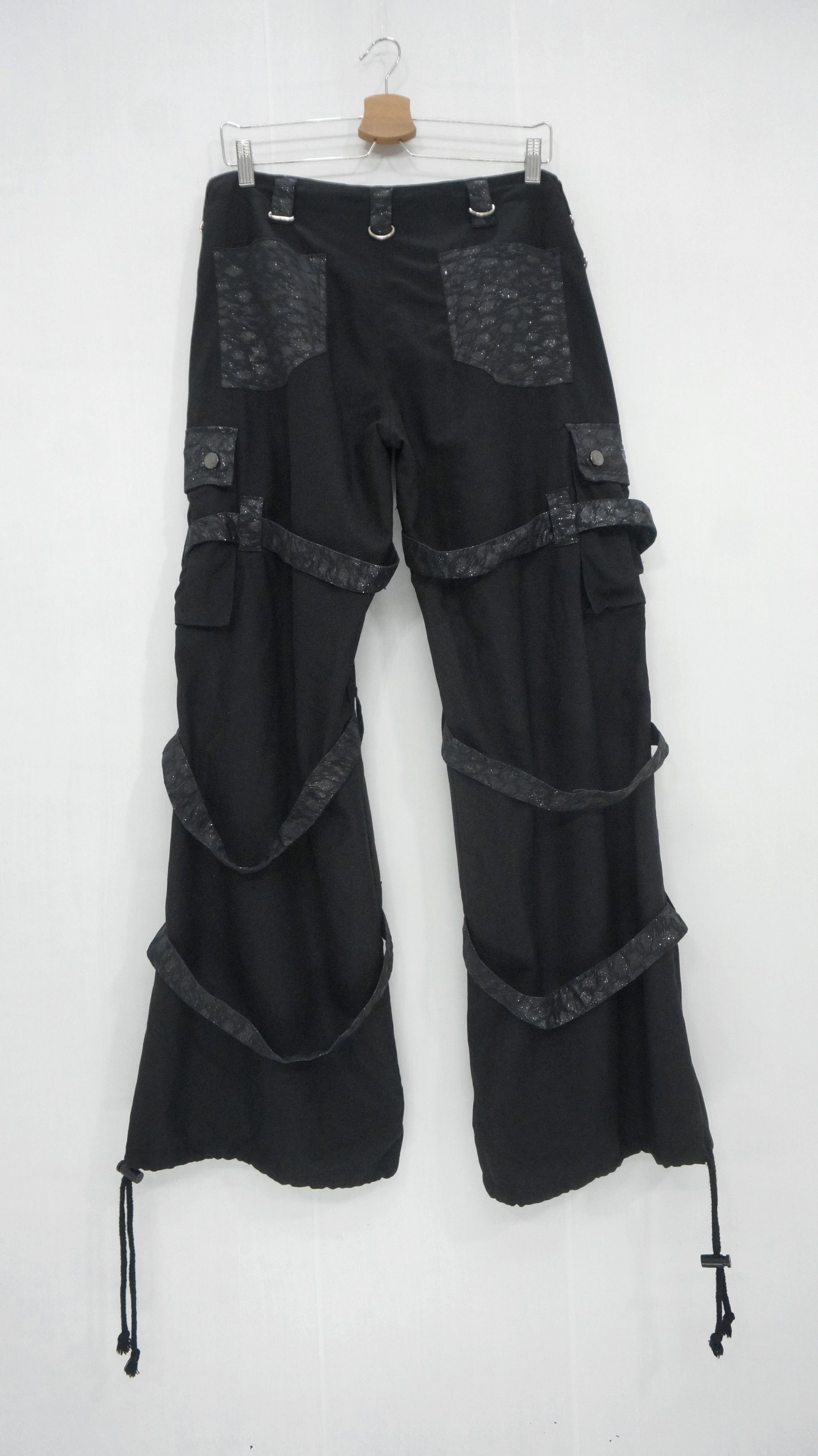 Japanese Brand HolyFlare 🔥 SIXH JAPAN Bondage Wide Flare Cargo Pants Size US 31 - 3 Thumbnail