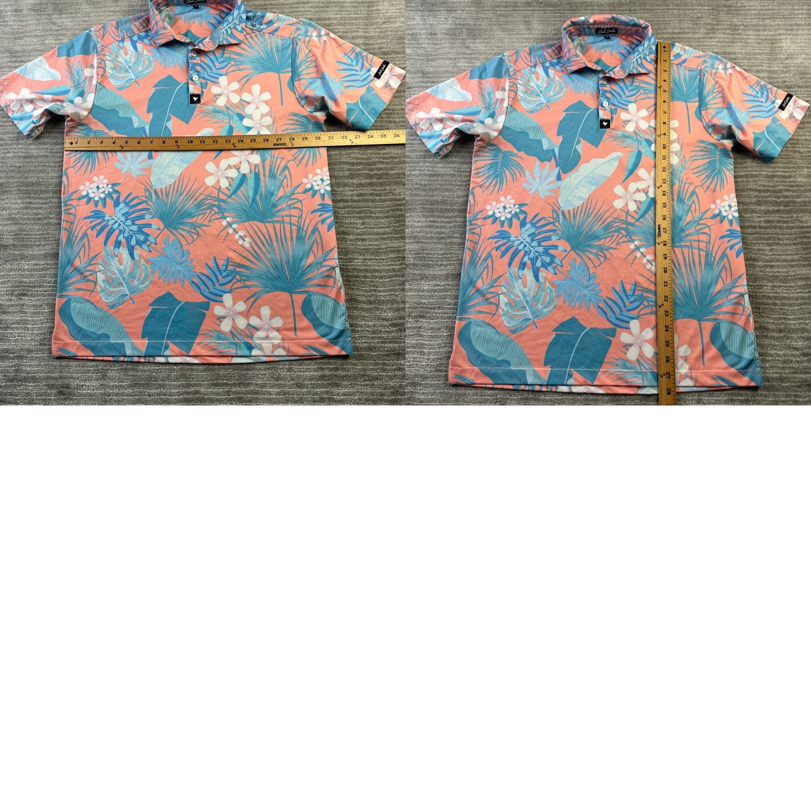 Vintage Bad Birdie Polo Shirt Mens M Orange Floral Performance Golf Shirt Size US M / EU 48-50 / 2 - 8 Thumbnail