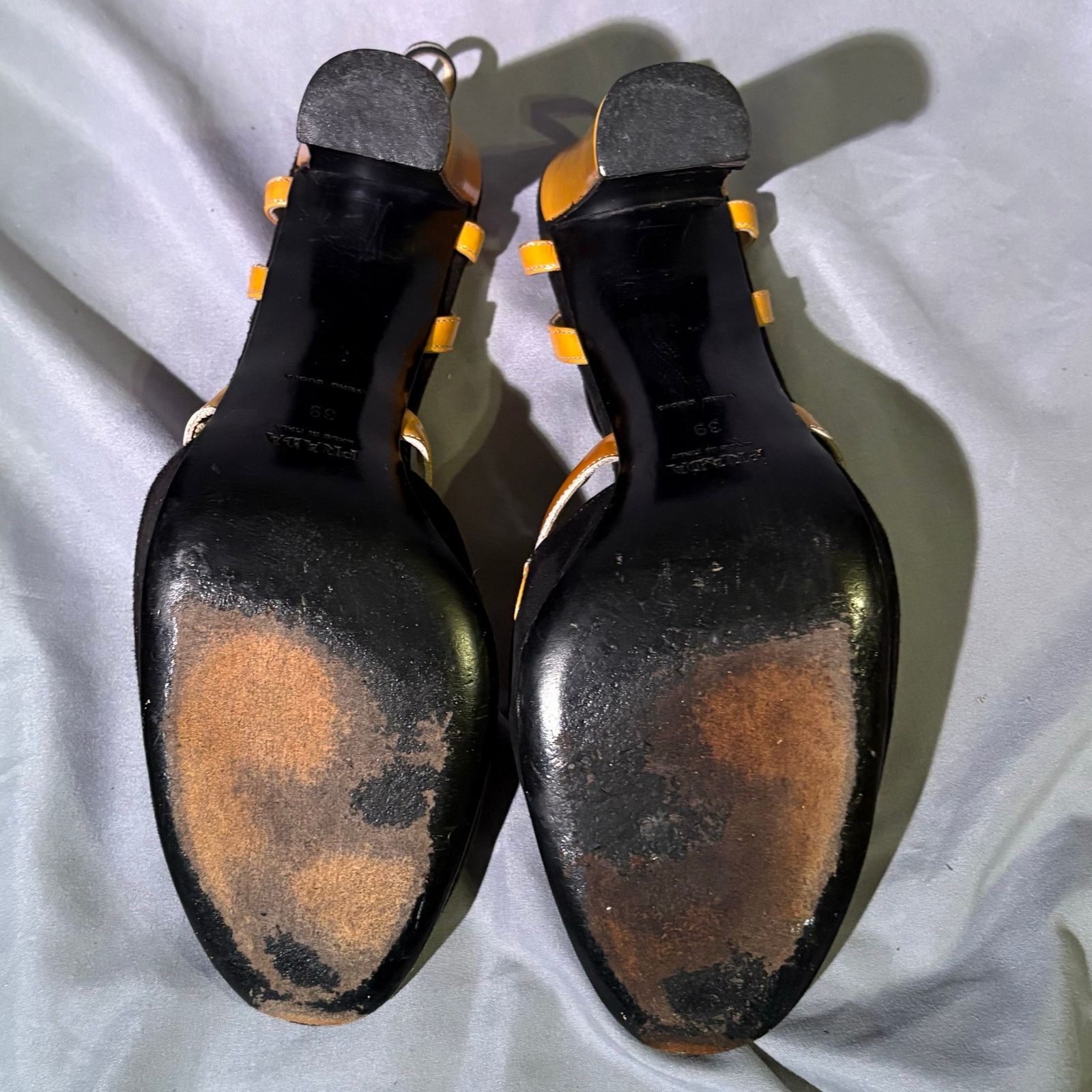 Prada Prada Yellow Patent Black Suede Heels Size 39 (8.5) Size US 8.5 / IT 38.5 - 7 Thumbnail