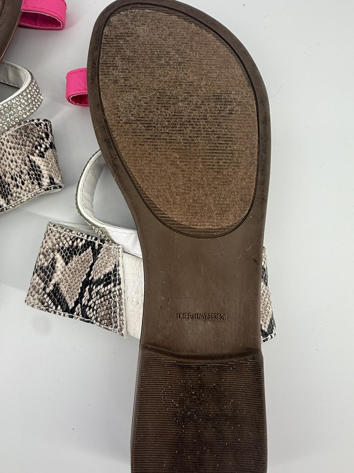Sugar Sugar Dawson Slip On Sandals Faux Snakeskin Rhinestones Pink Size US 7 / IT 37 - 8 Thumbnail