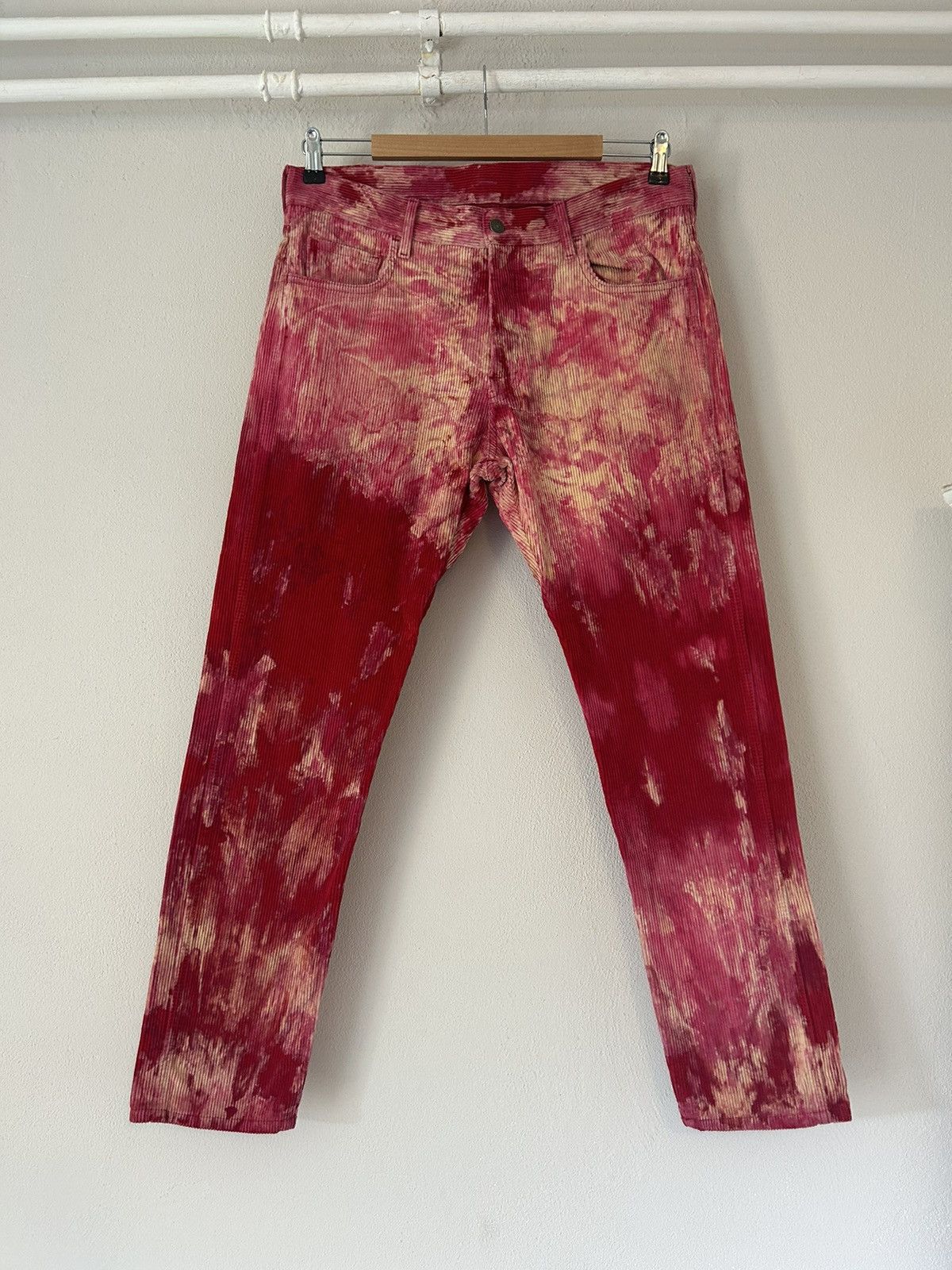 image of Fw17 Gucci Tie Dye Corduroy Pants in Red, Men's (Size 34)