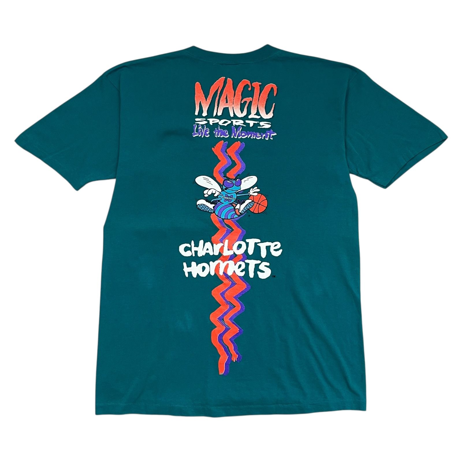 VTG 90s CHARLOTTE HORNET MAGIC JOHNSON T'S AOP T-SHIRT Sz L