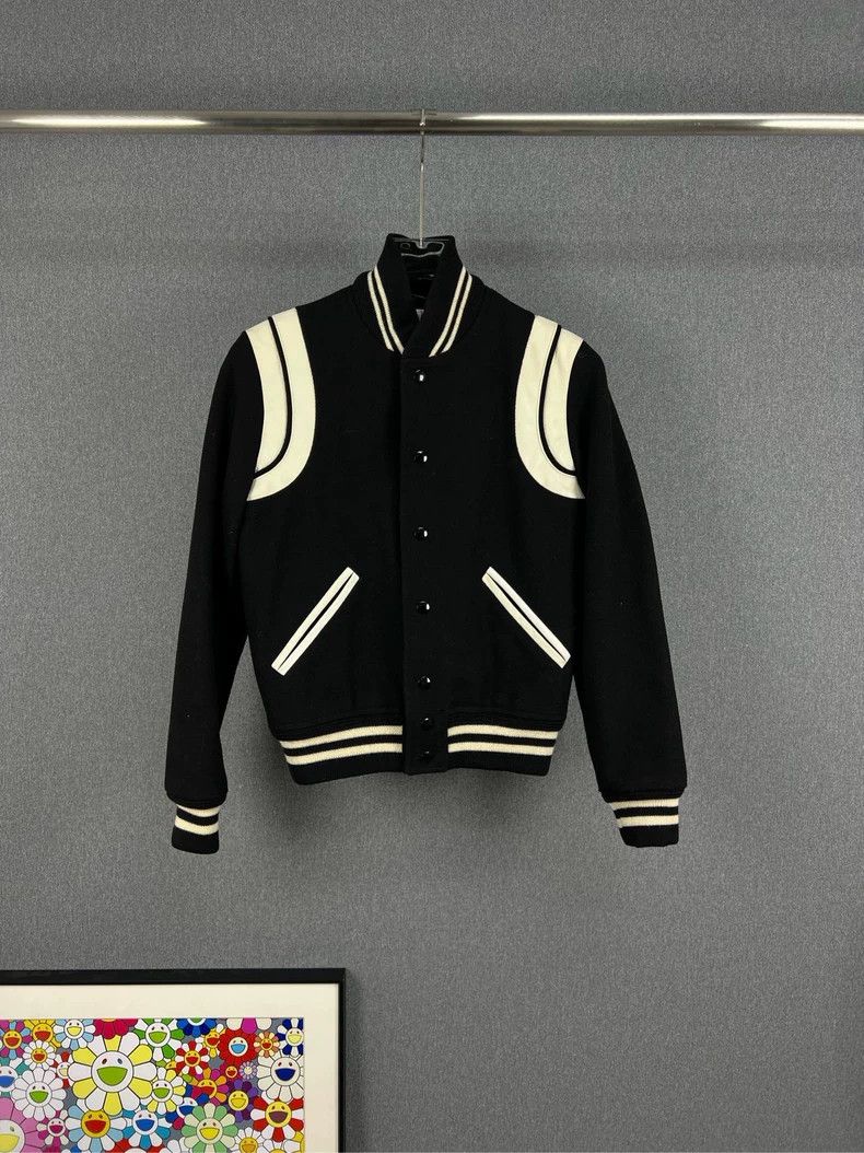 Saint Laurent Paris Saint Laurent Black and White Baseball Jacket Size US S / EU 44-46 / 1 - 1 Thumbnail