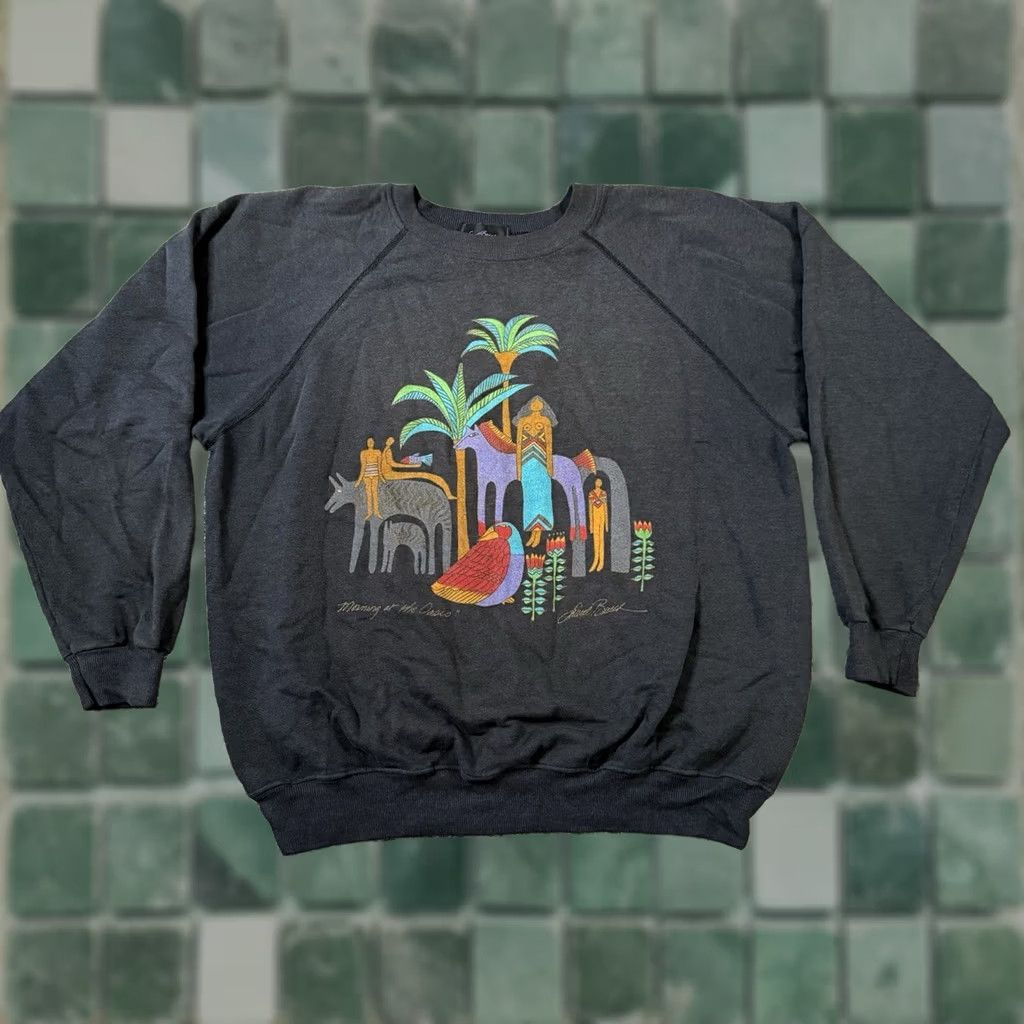 Vintage Vintage 50s 60s Black Flock Print Sweatshirt XL | Grailed