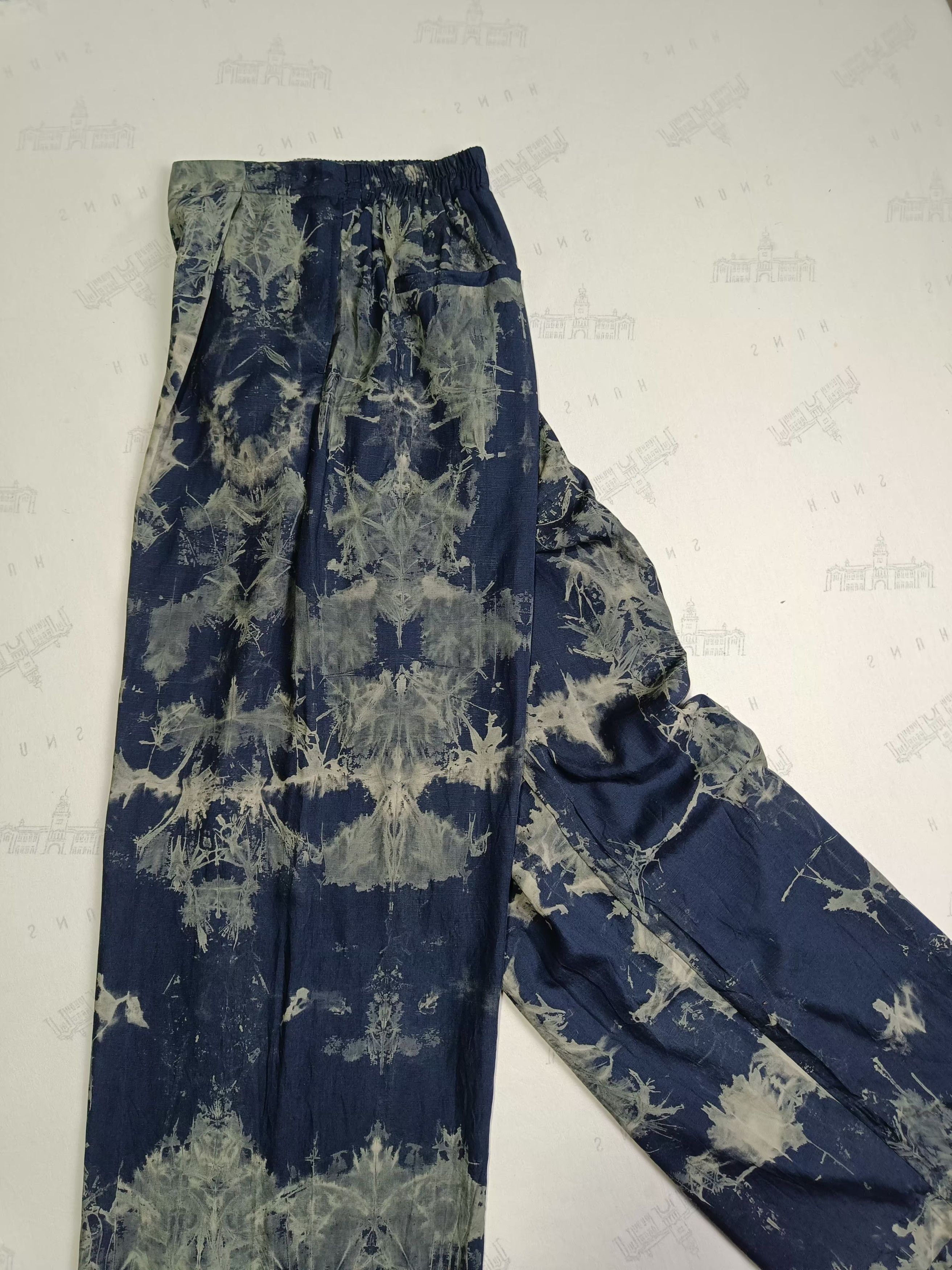 Bleach SICK🔥 Studio Table Baggy Bleach Tie-dye Rayon Slacks Size 26" / US 2 / IT 38 - 6 Thumbnail