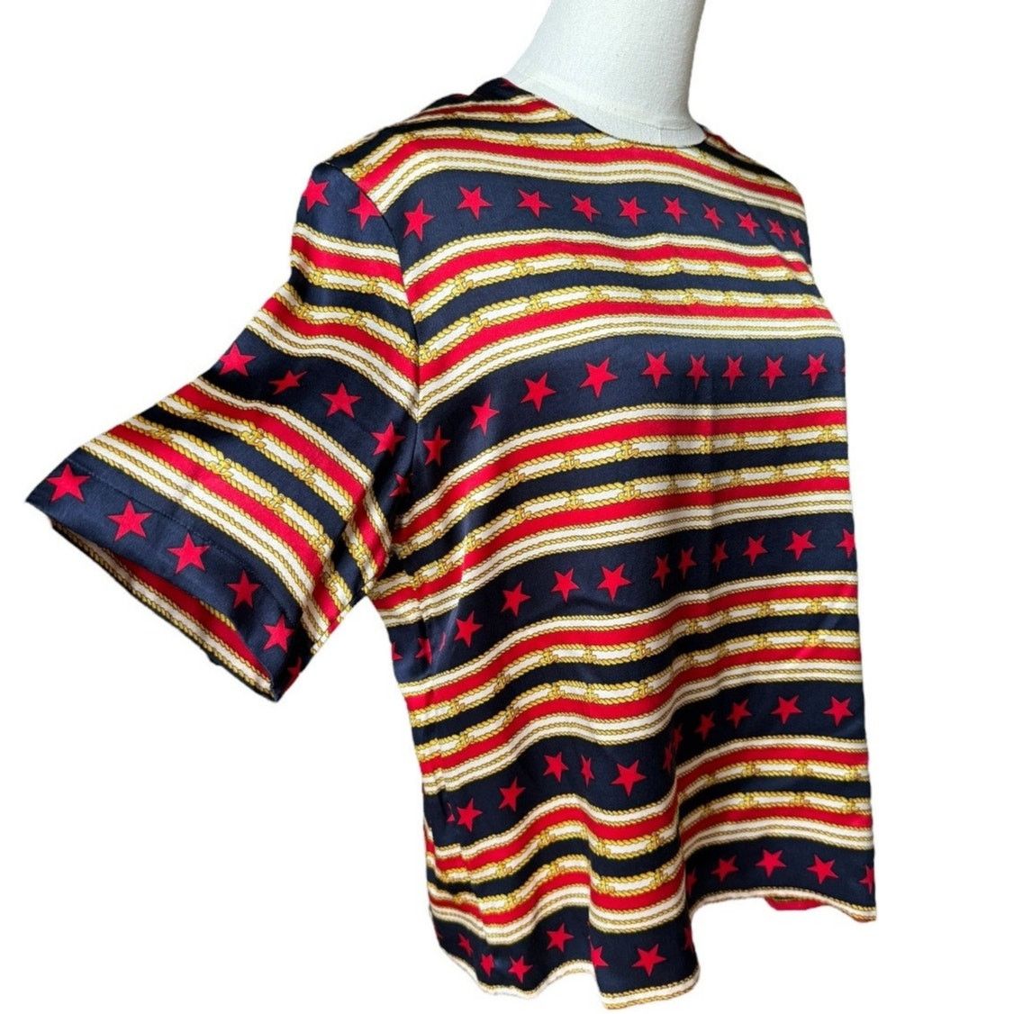 Vtg Saks Fifth Ave NAUTICAL Silk Top Peter Nygard 10