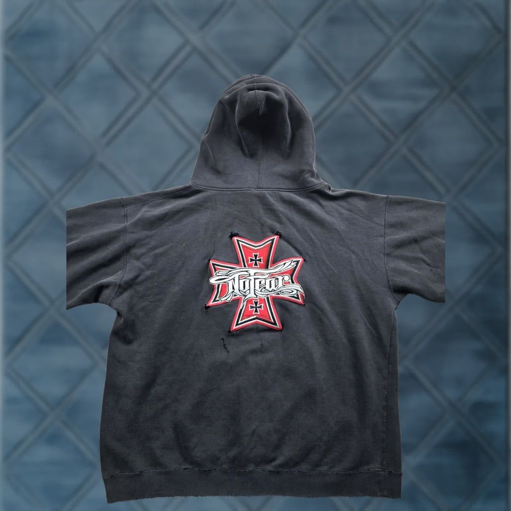 No Fear VINTAGE No Fear Hoodie XL Mens Black Cross Distressed Thrashed Faded Skater Y2K Size US XL / EU 56 / 4 - 1 Thumbnail