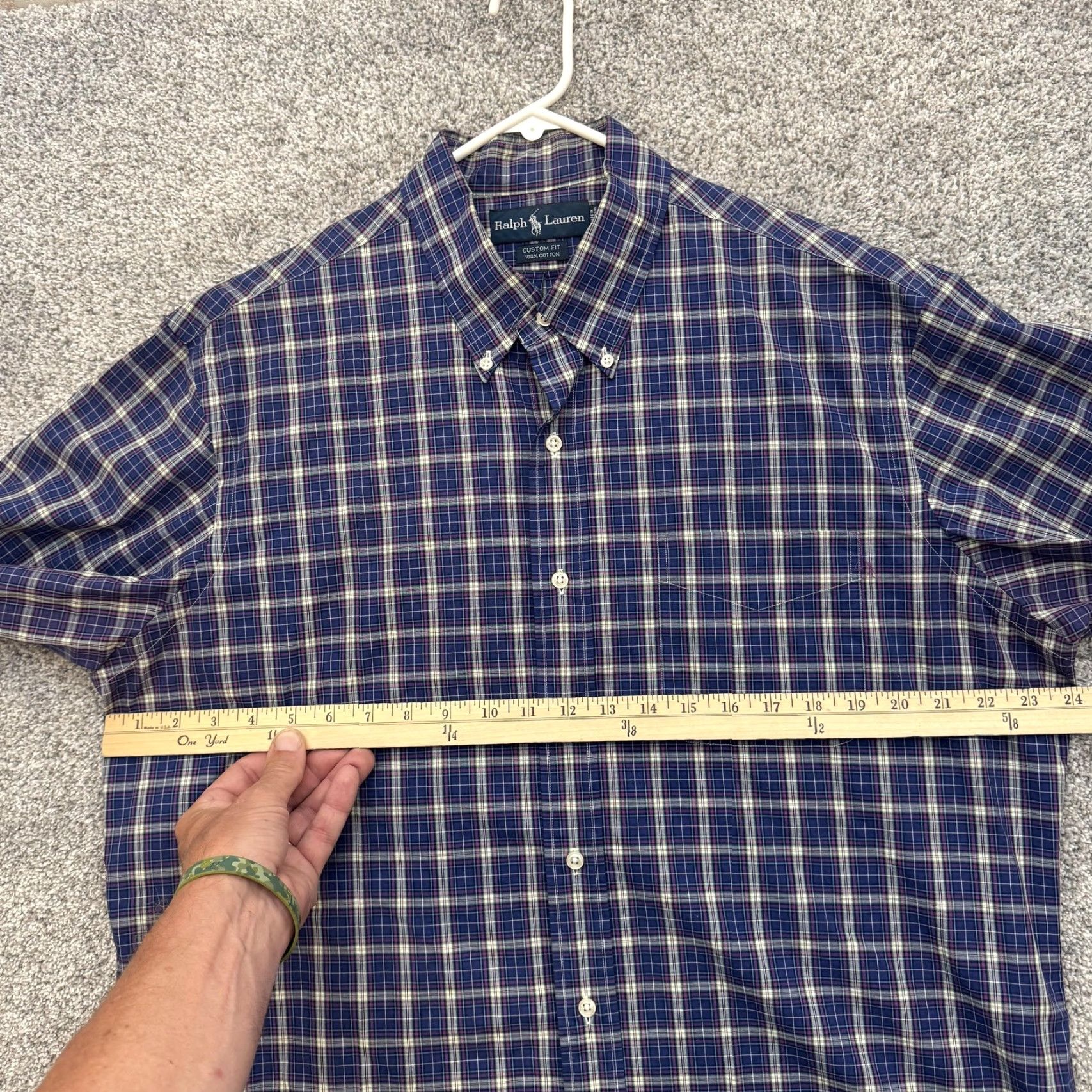 Ralph Lauren VINTAGE Ralph Lauren Shirt XL Blue Purple Plaid Button-Down Long Sleeve Custom Fit Mens Size US XL / EU 56 / 4 - 3 Thumbnail