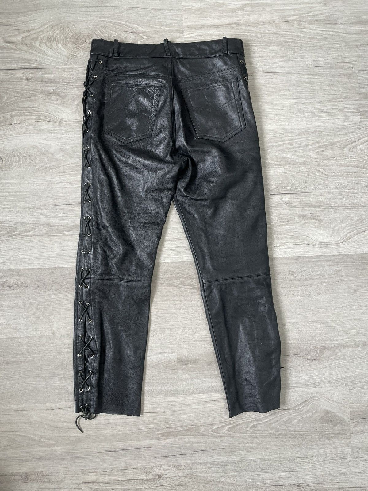 Japanese Brand × Leather × Vintage Vintage Casual Moto Pants Leather Size US 36 / EU 52 - 12 Thumbnail