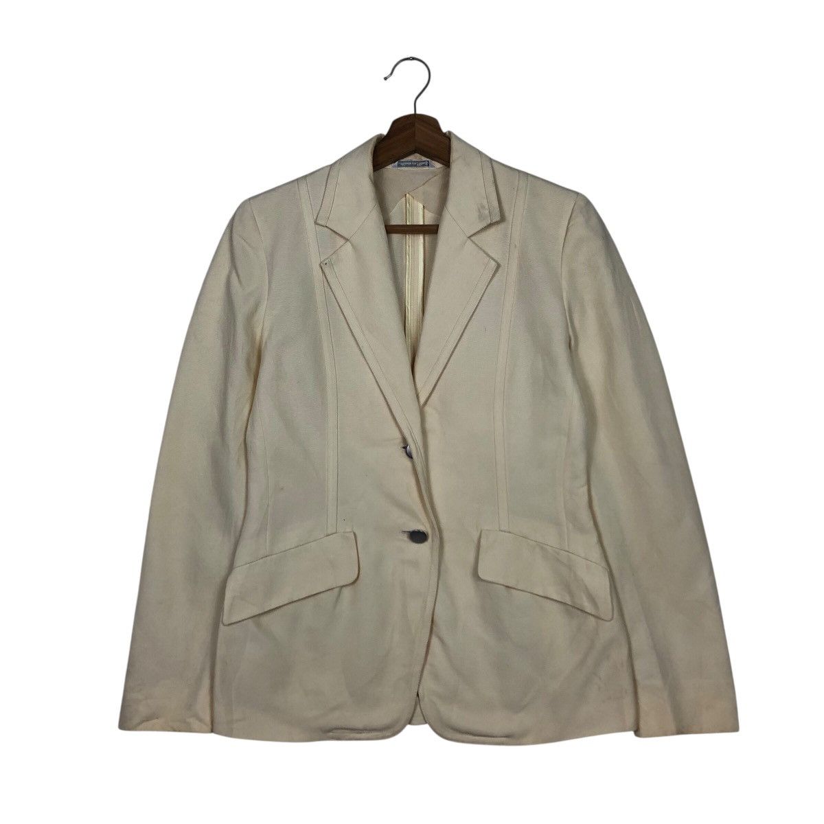 Japanese Brand Women’s Tailored Cream Blazer with Flap Pockets Max Mara Size M / US 6-8 / IT 42-44 - 2 Thumbnail