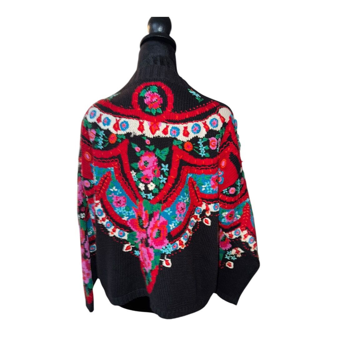 Vintage VTG 90s FULLY EMBROIDERED ART FLORAL SPRING CARDIGAN SIZE Size S / US 4 / IT 40 - 3 Thumbnail