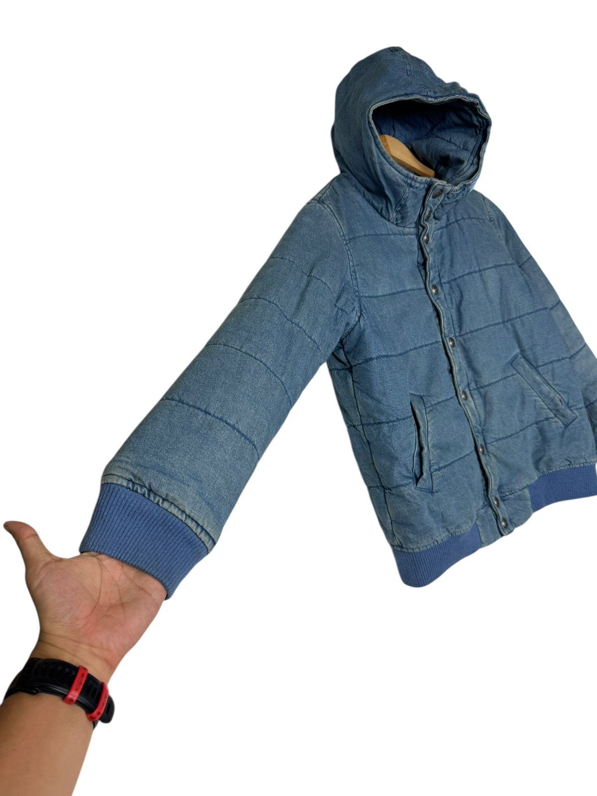Japanese Brand Rodeo Crown Denim Puffer Hooded Jacket Size US M / EU 48-50 / 2 - 6 Thumbnail