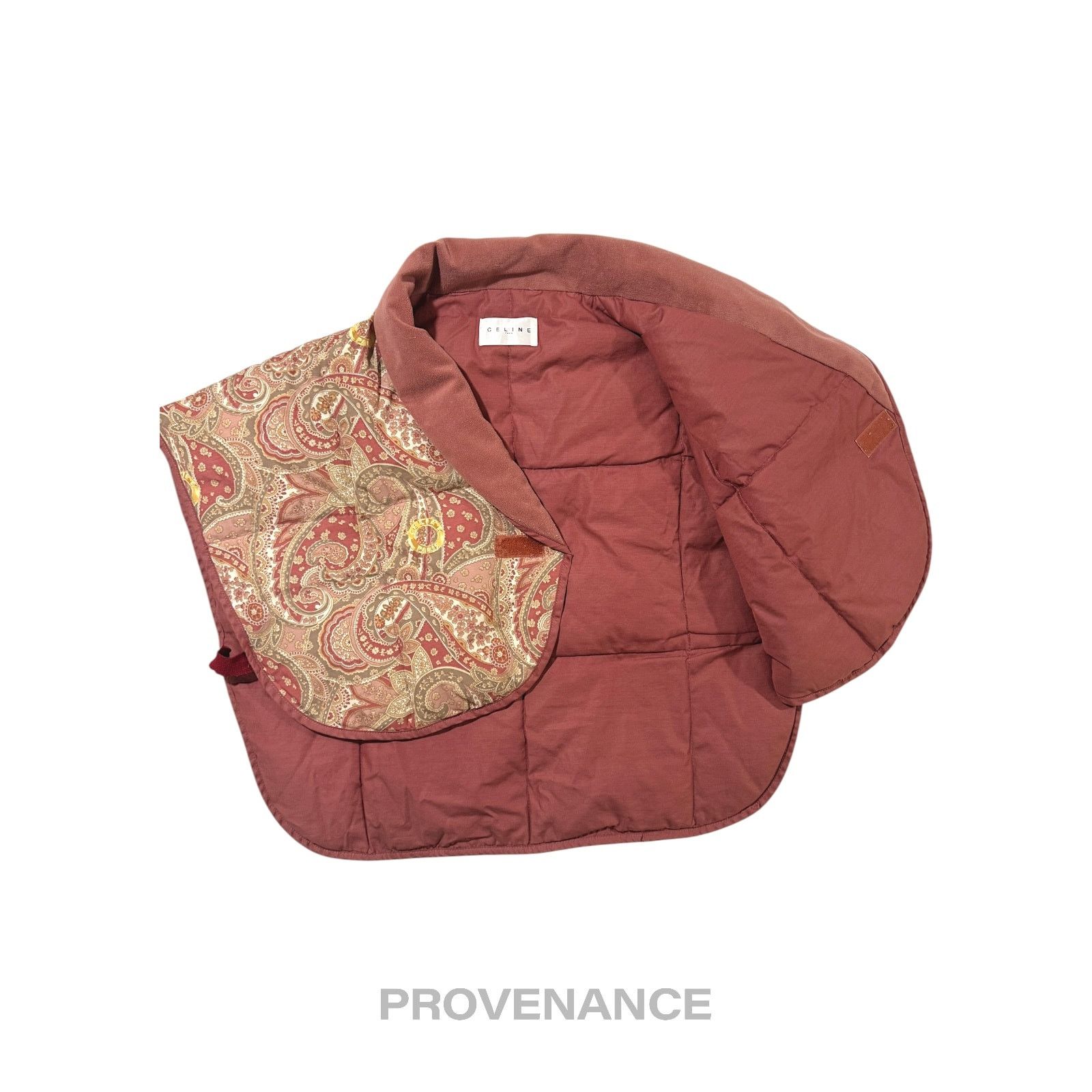 Celine 🔴 Celine Logo Padded Down Vest - Red Paisley Size ONE SIZE - 3 Thumbnail