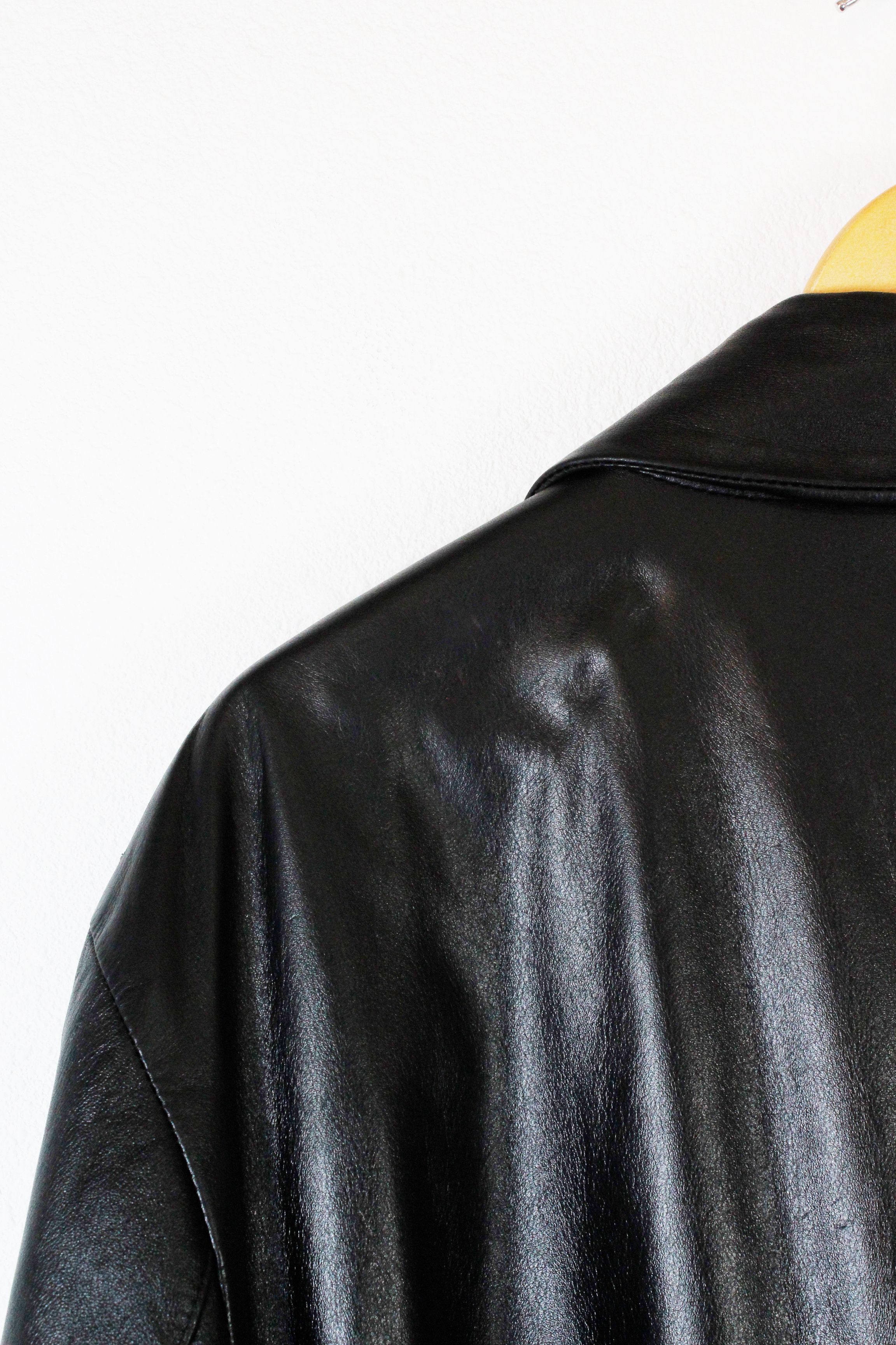 Versace Jeans Couture Vintage Versus Versace Black Double Breasted Leather Coat 52 Size US L / EU 52-54 / 3 - 6 Thumbnail