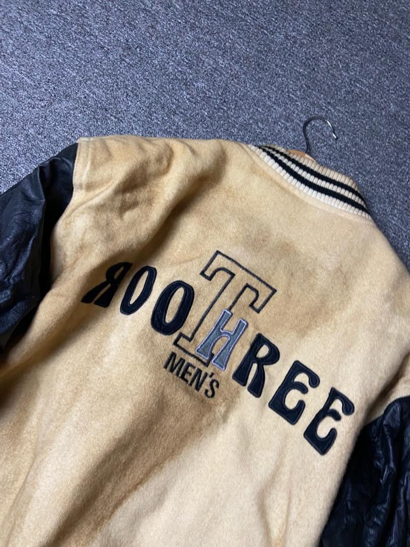 Japanese Brand Vintage Root Three Varsity Jacket with Leather Sleeves (177) Size US M / EU 48-50 / 2 - 2 Thumbnail