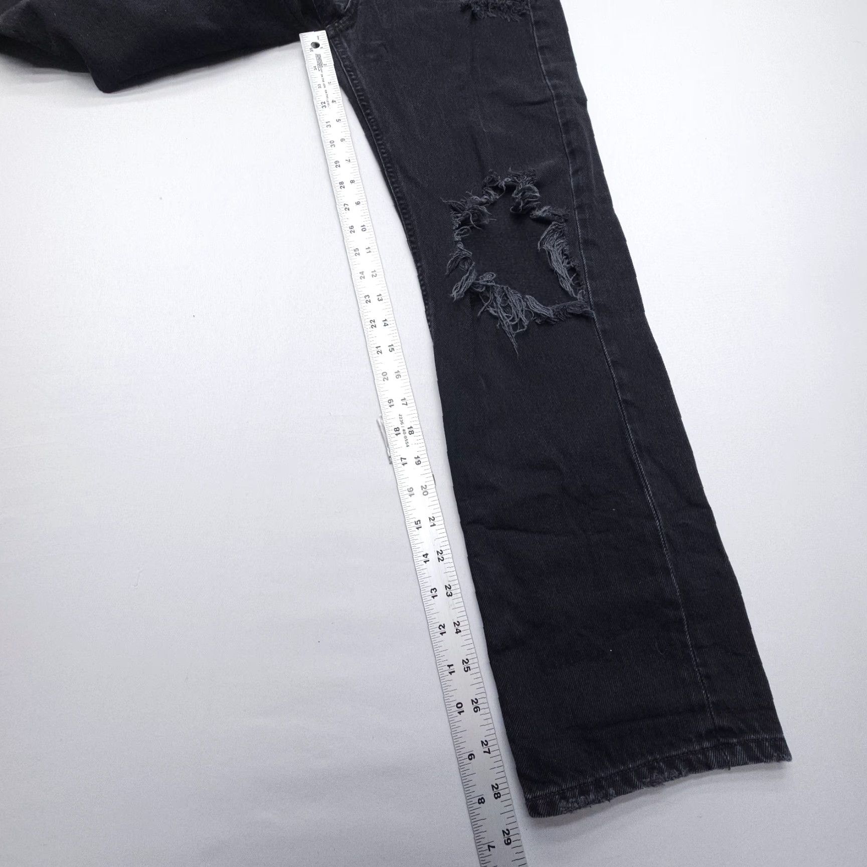 Agolde AGOLDE Jeans 90s Riley Black Distressed High Rise Button Fly Straight Womens Size 24 Size 42" / US 20 - 5 Thumbnail