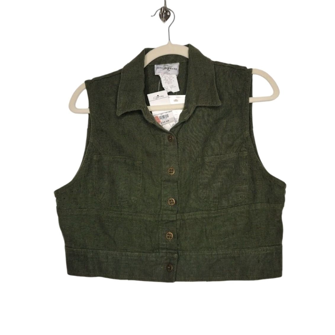 Vintage VINTAGE Studio Ease Shirt Womens 8 Green NWT Crop Button Tank Renaissance Fairy Whimsy Size M / US 6-8 / IT 42-44 - 2 Thumbnail