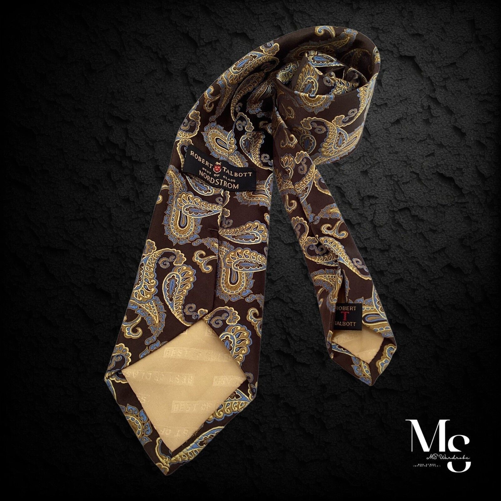 Robert Talbott ROBERT TALBOTT Brown Paisley Silk Tie Hand Swin In USA W: 3. Size ONE SIZE - 2 Thumbnail