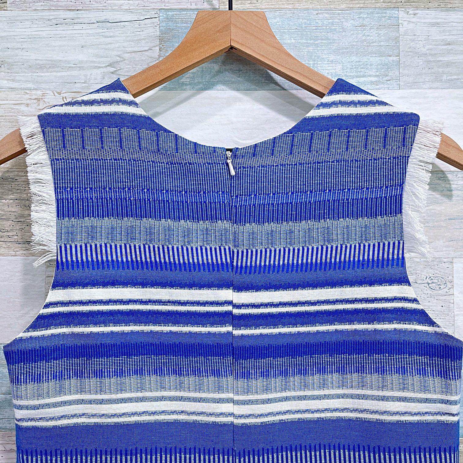 Hutch Hutch Design Textured Fringe Striped Sheath Dress Blue S Size S / US 4 / IT 40 - 4 Thumbnail