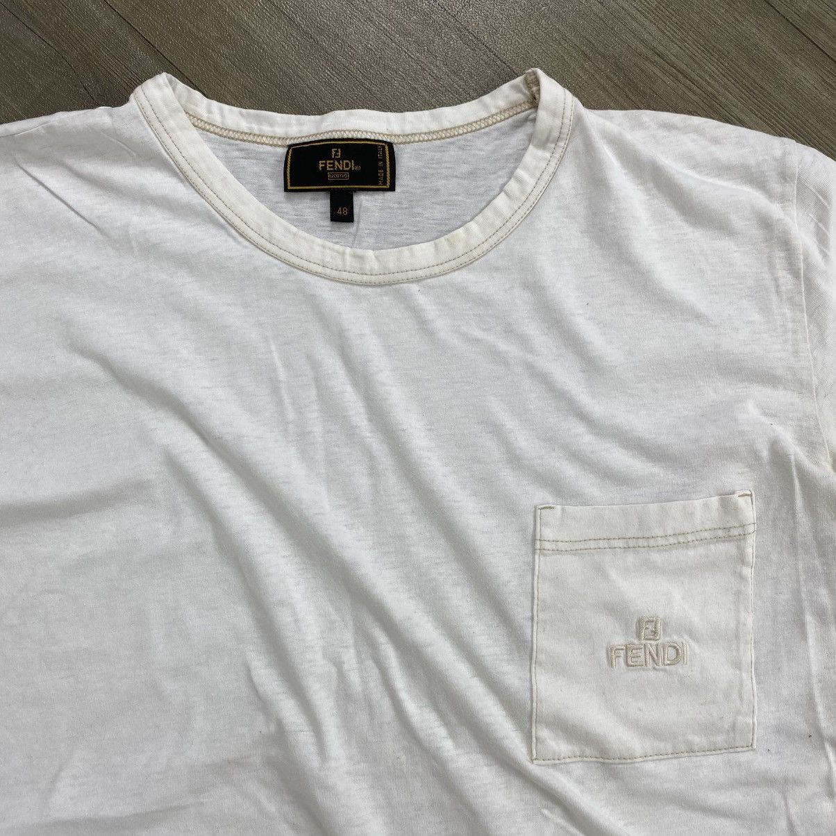 Fendi Vintage Fendi Italy Logo Pocket Design Tee Luxury Size US M / EU 48-50 / 2 - 3 Thumbnail