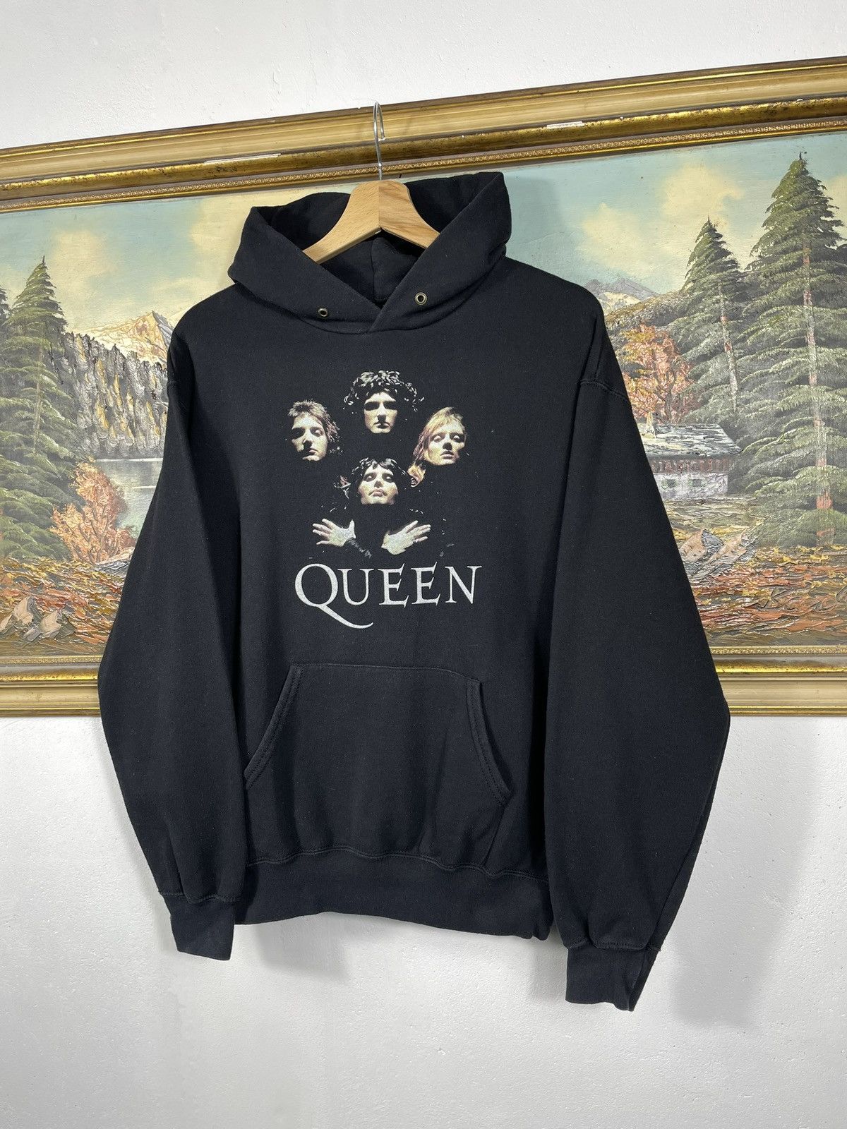 Band Tees × Vintage Queen Black Hoodie Retro Y2k 00s Loose Rock Metal Band Merch Size US S / EU 44-46 / 1 - 2 Thumbnail