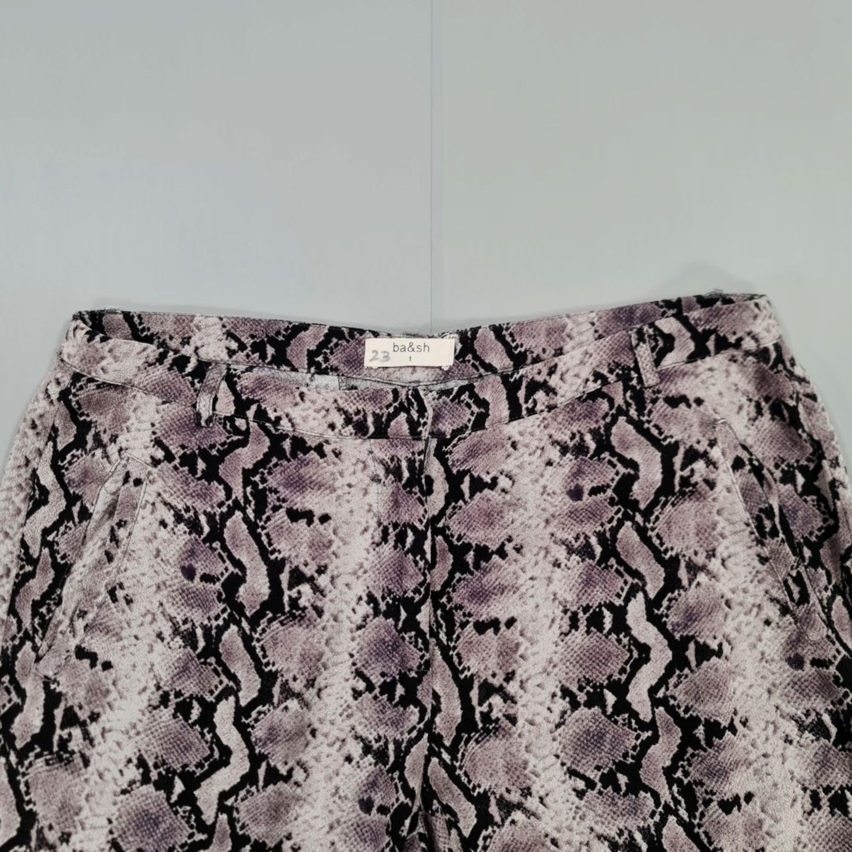 ba&sh ba&sh Trousers Women Grey Snake Pattern Casual Dress Pants Regular Size 1 Straight Leg Pockets Size 25" / US 0 / IT 36 - 2 Thumbnail