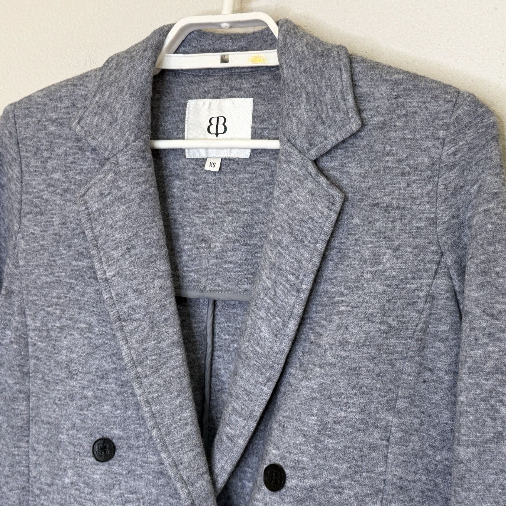 Doublet Betabrand LuxeMelange Blazer Jacket Womens XS Gray Double Breasted Stretch Blazer Jacket Knit Viscose Blend Pockets Size XS / US 0-2 / IT 36-38 - 2 Thumbnail