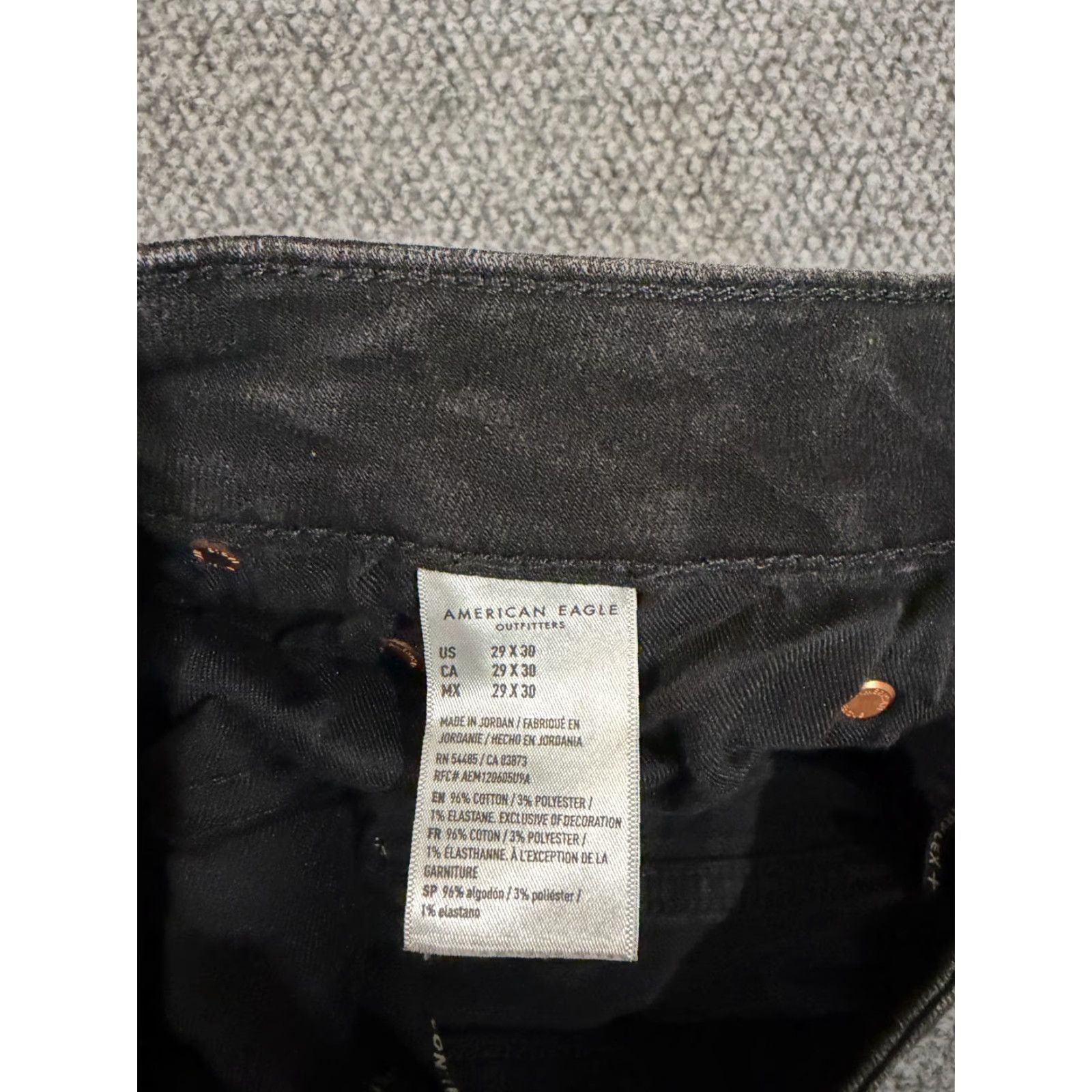 American Eagle Outfitters American Eagle Jeans Mens 29x30 Black Skinny Stretch Denim Jeans Slim 5-Pocket Logo Navy? Size US 29 - 6 Thumbnail