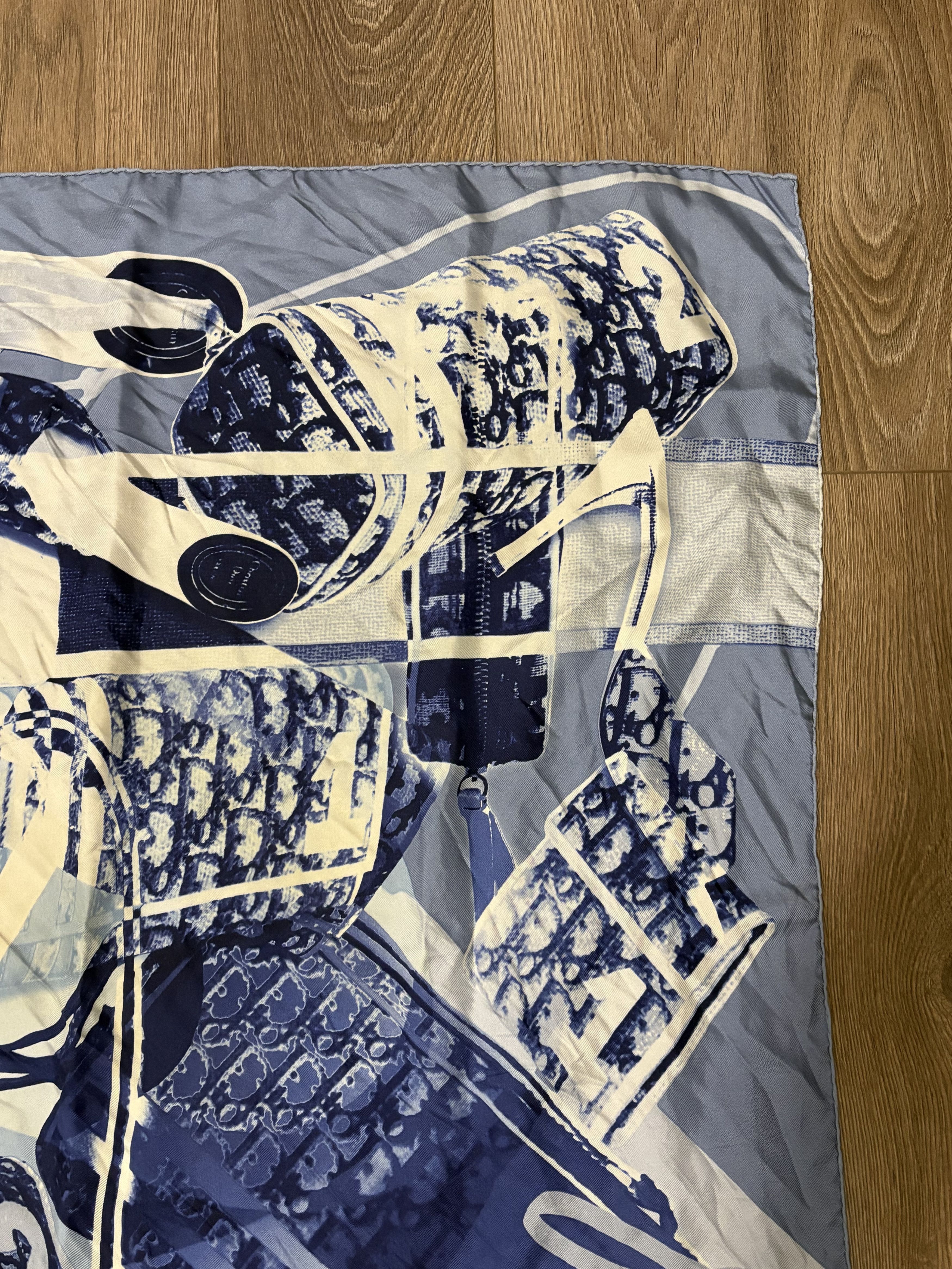 Christian Dior Monsieur Christian Dior Silk Scarf Blue Monogram Accessories Art Size ONE SIZE - 3 Thumbnail