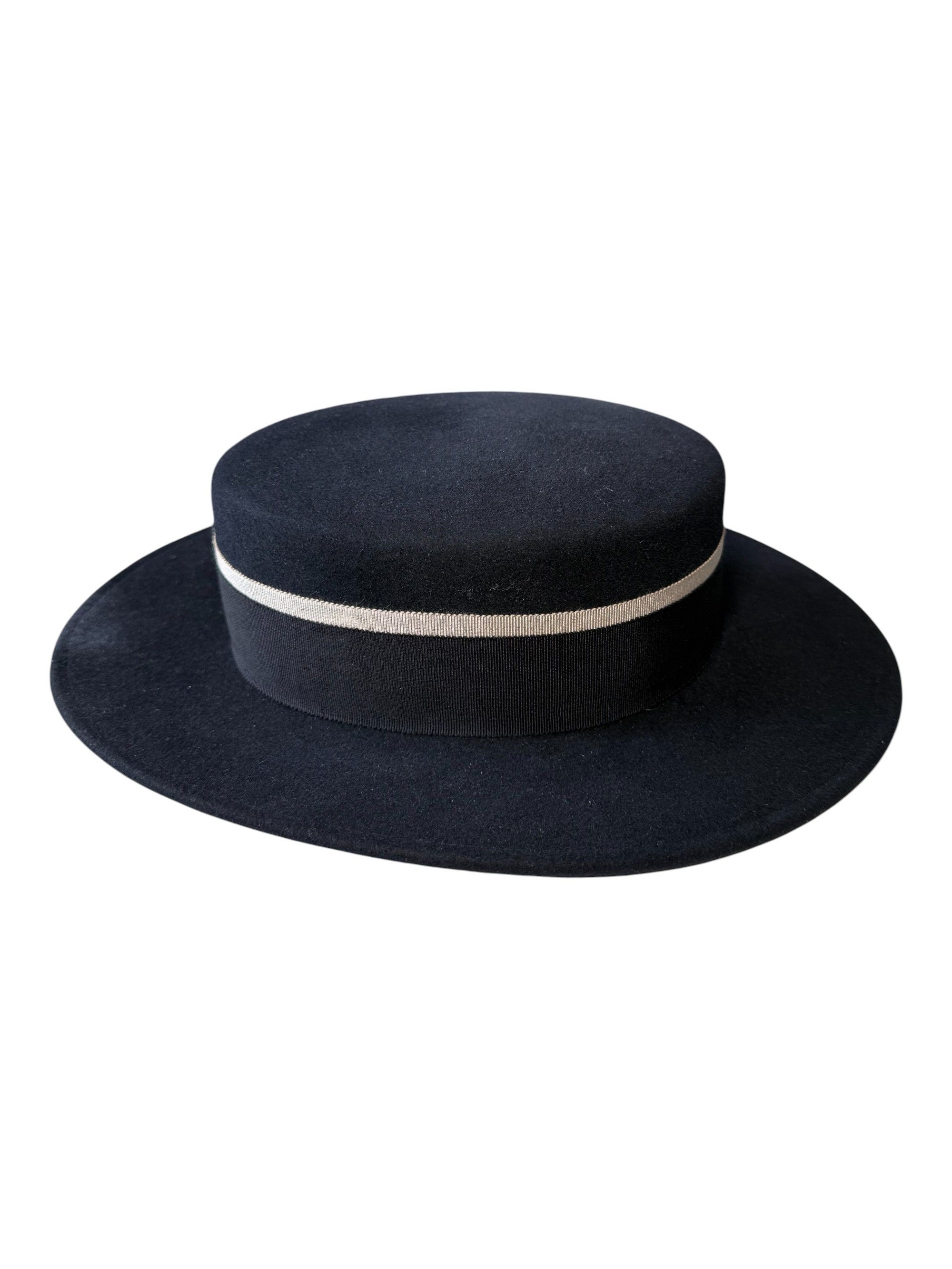 Chanel Chanel Navy Blue CC Rabbit Hair Felt Hat Size Medium Size ONE SIZE - 5 Thumbnail