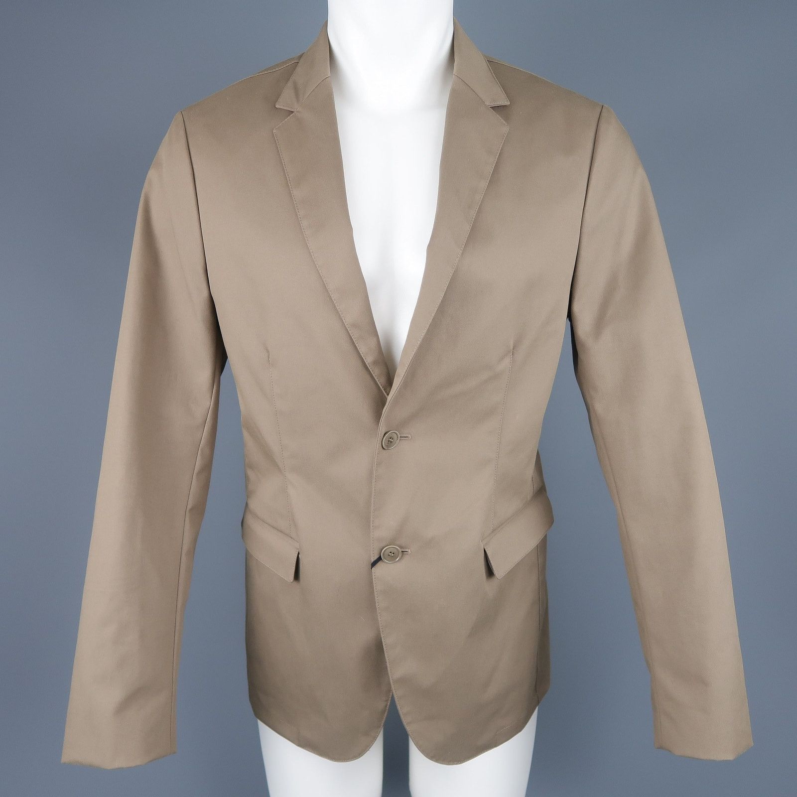 Calvin Klein COLLECTION 38 Taupe Cotton Blend Notch Lapel Sport Coat Size US S / EU 44-46 / 1 - 1 Thumbnail