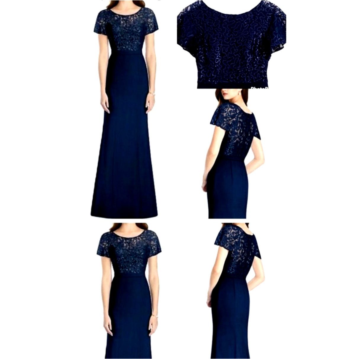 Jenny Packham Jenny Packham Victorian Sequin Lace Trumpet Gown Midnight 14 Size XL / US 12-14 / IT 48-50 - 6 Thumbnail