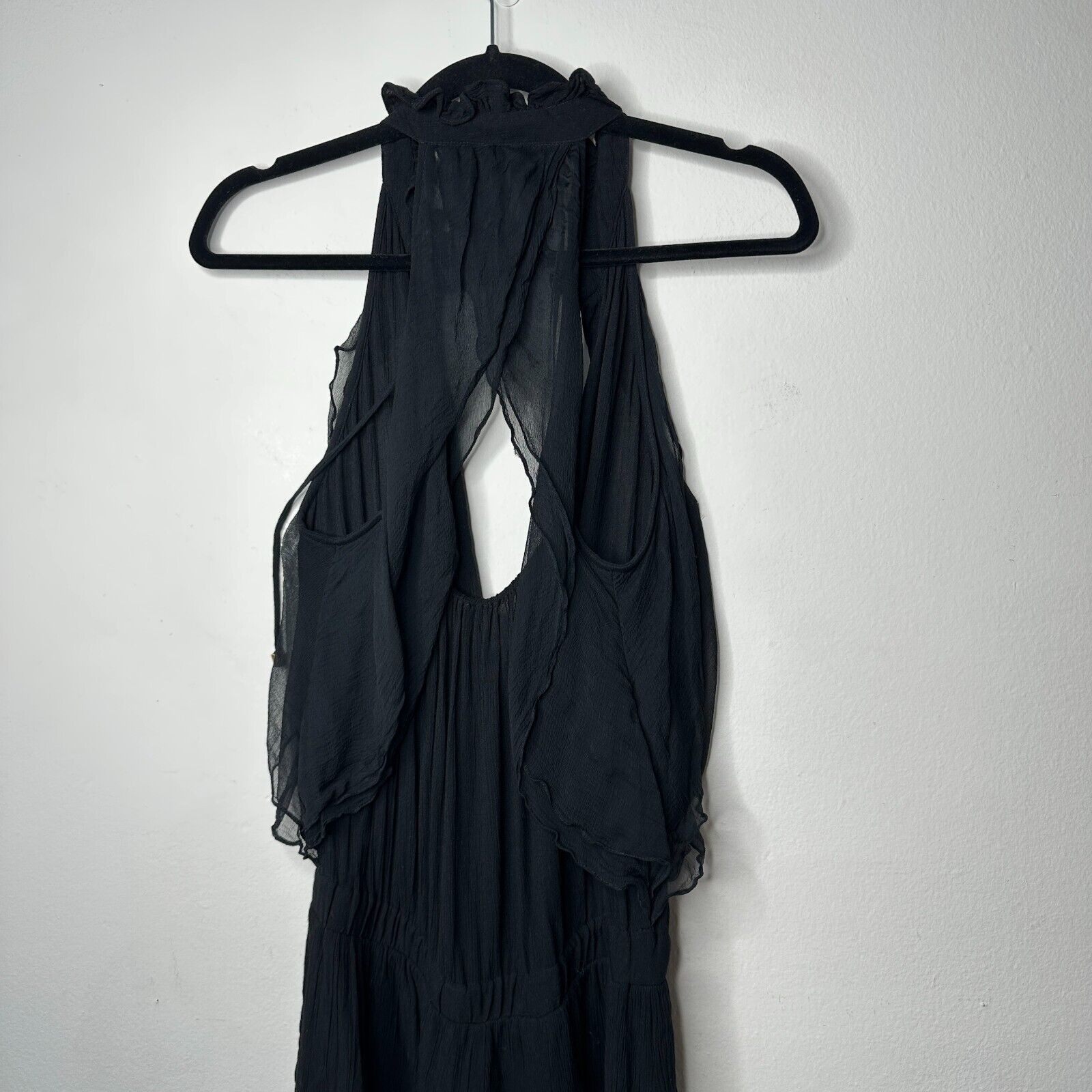REVOLVE Ella Moss Black Piana Romper Tie Ruffle Trim Back Cut Out S Size 27" / US 4 / IT 40 - 7 Thumbnail