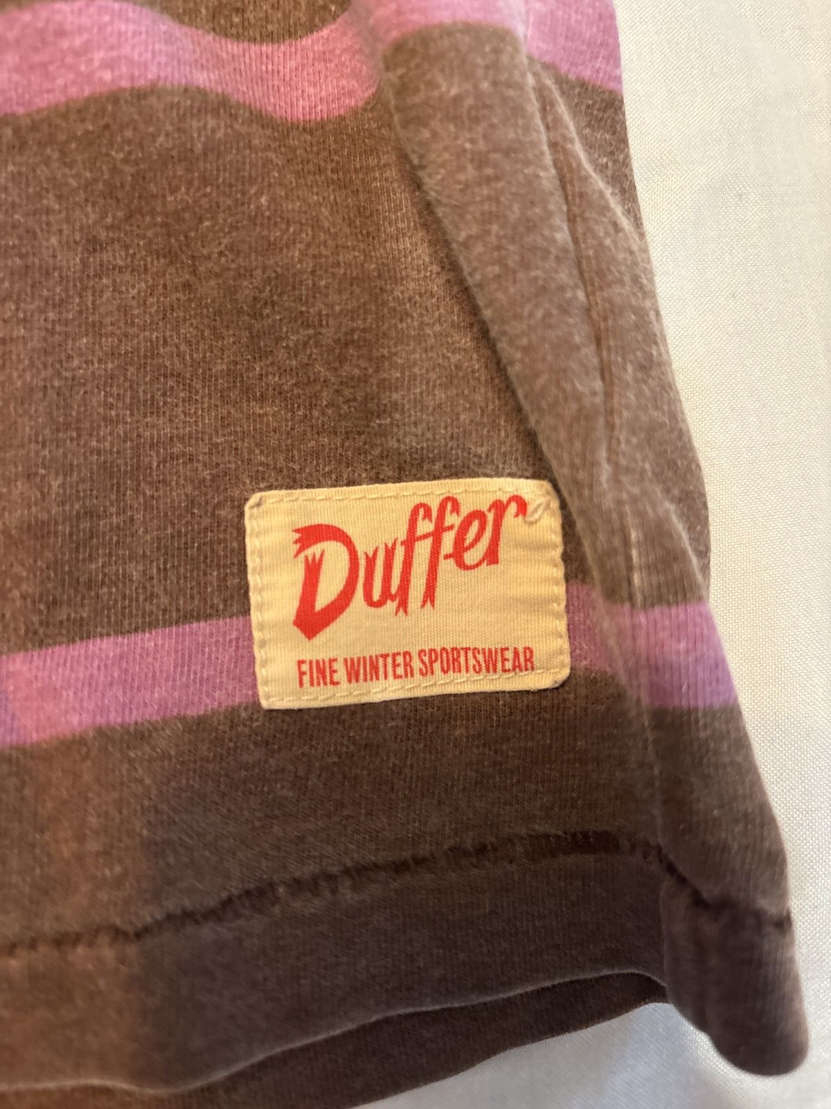 The Duffer of St.George Vintage Duffer Brown T-\•Shirt with Pink Stripes Size US M / EU 48-50 / 2 - 3 Thumbnail