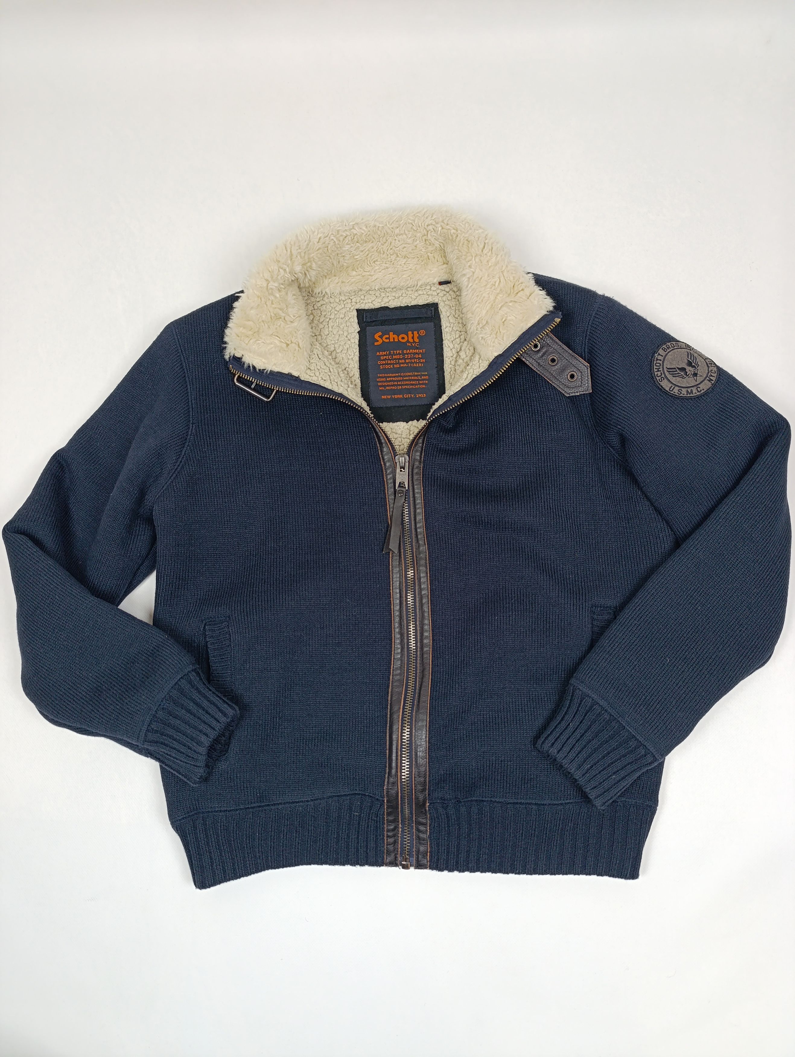 SCHOTT NYC MEN'S SHELTER PLAIN KNIT SHERPA JACKET