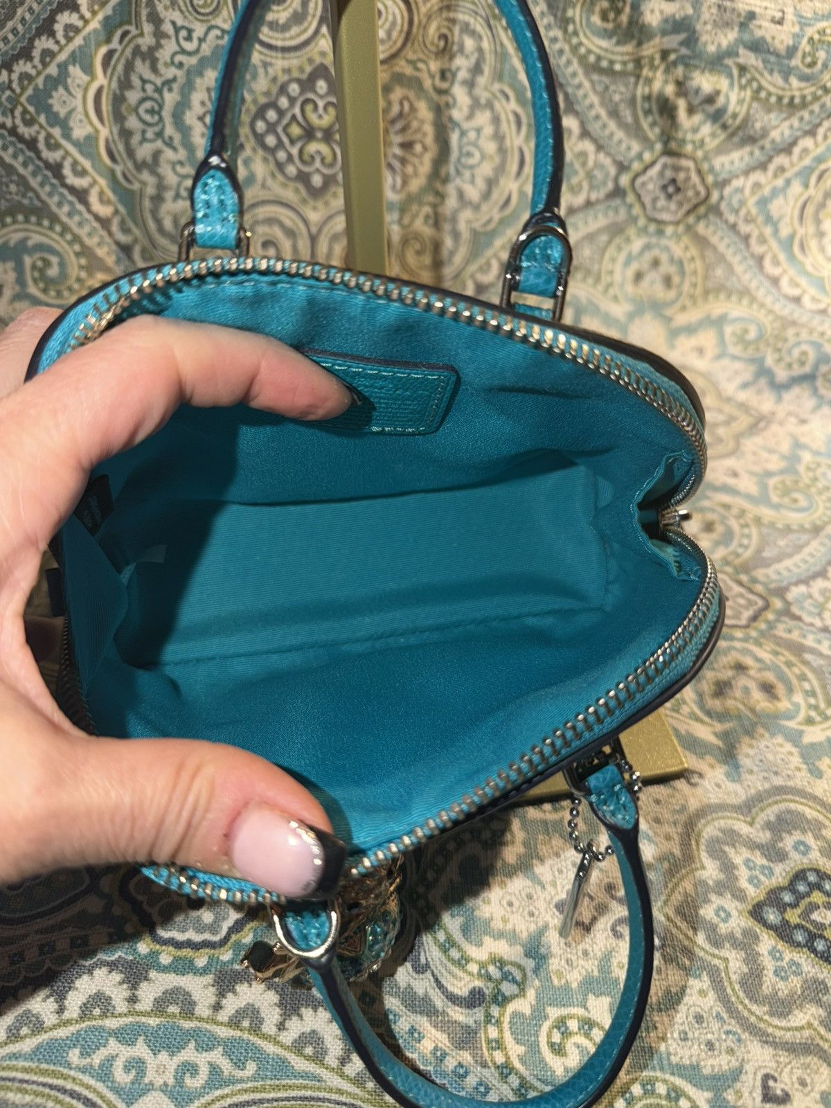 Coach Coach Turquoise Teal Leather Micro Mini Sierra Satchel Cros Size ONE SIZE - 6 Thumbnail
