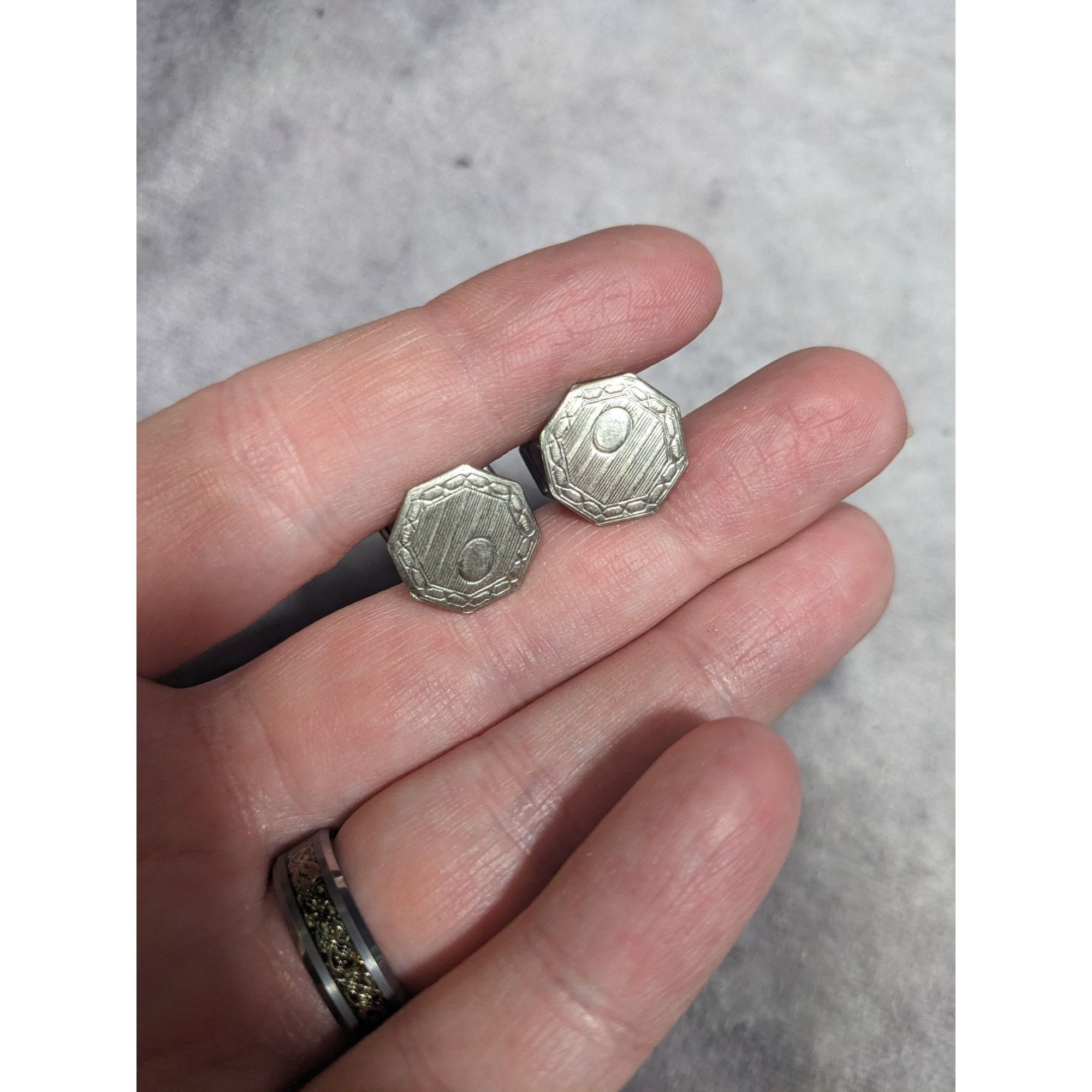 Other Vintage Etched Geometric Silver Tone Snap Cufflinks Size ONE SIZE - 7 Thumbnail