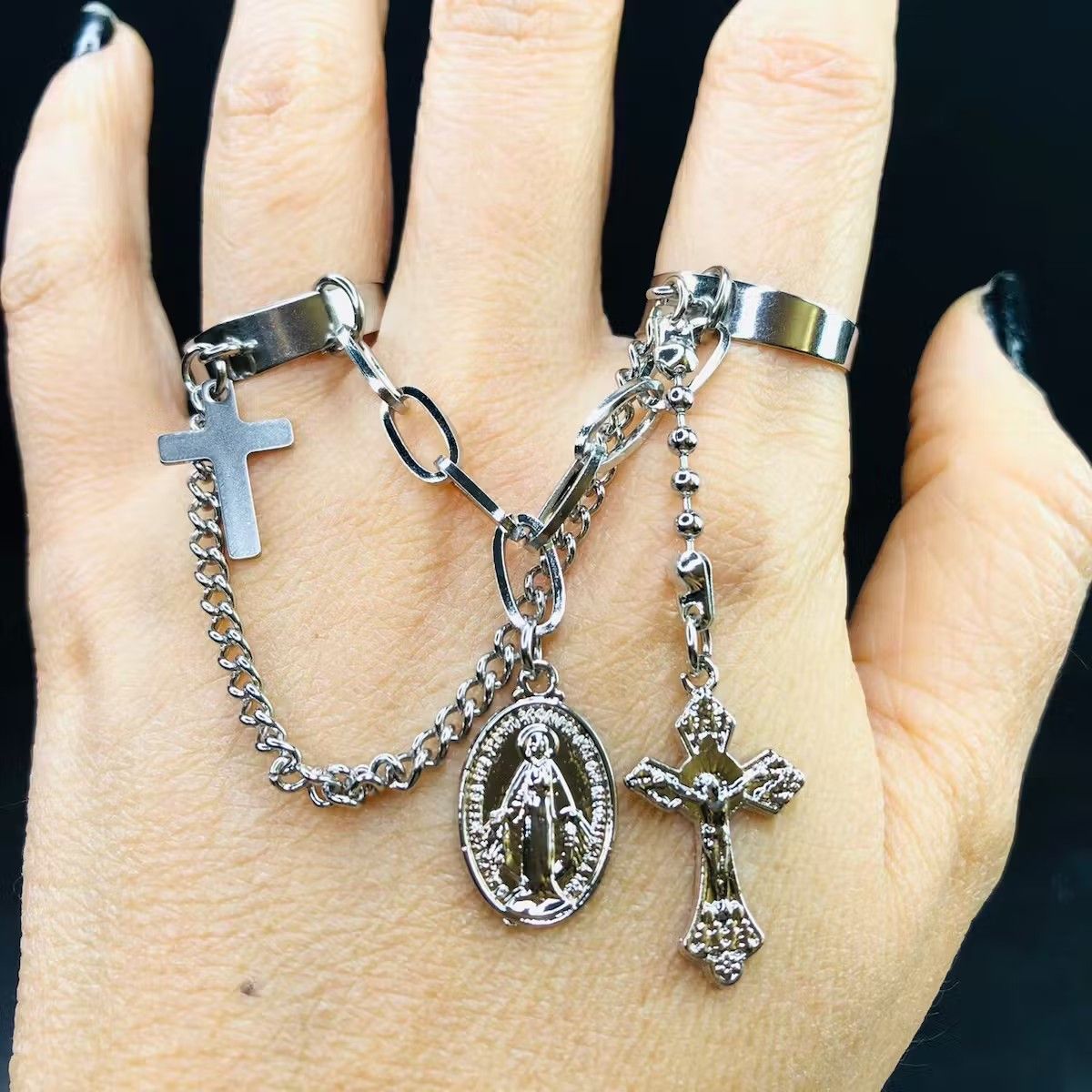 Jewelry Jesus Christ Cross Pendants Chain dangling Size ONE SIZE - 1 Thumbnail