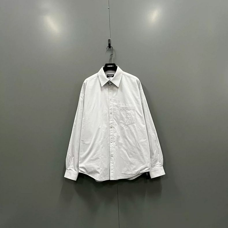 Balenciaga Balenciaga Solid Color Embroidered Logo Shirt Size US M / EU 48-50 / 2 - 1 Thumbnail