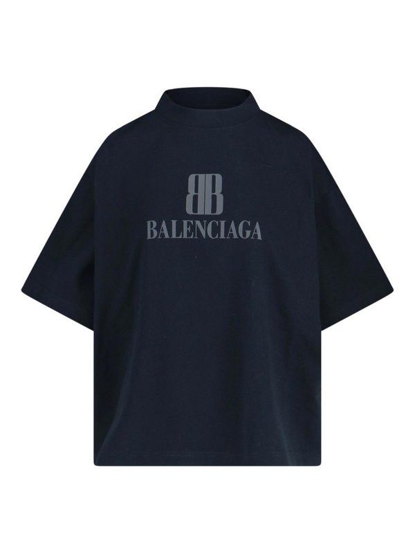 Balenciaga o1bcso1str0326 Nano BB Cropped T-Shirt in Black Size XS / US 0-2 / IT 36-38 - 1 Thumbnail