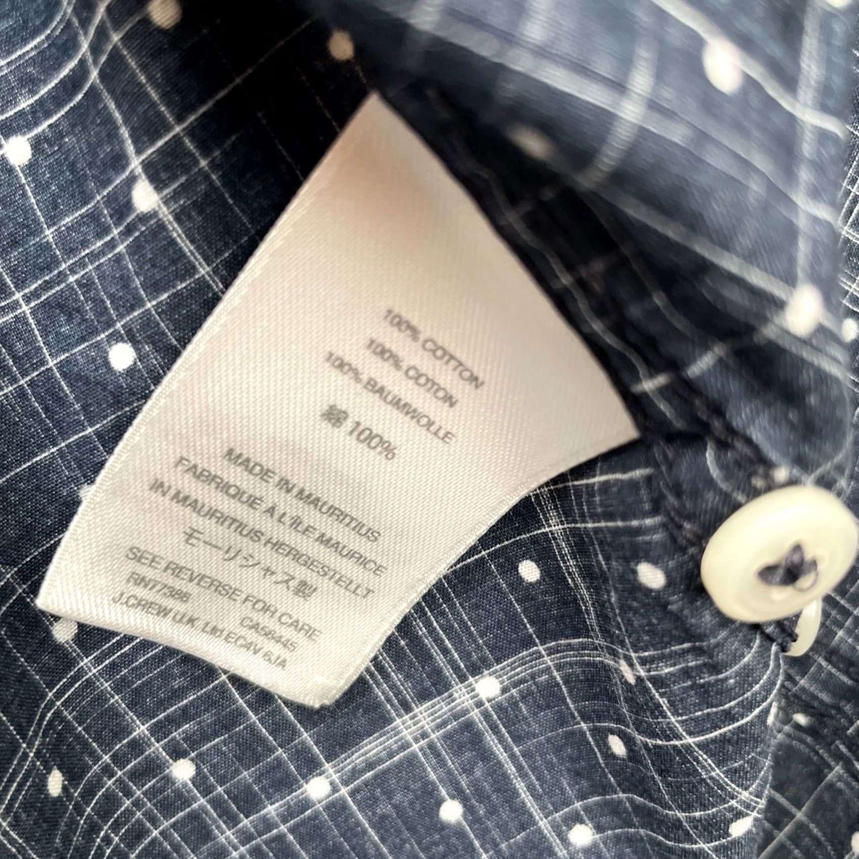 J.Crew J.CREW Shirt Mens Large Blue Polka Dot Organic Cotton Classic Fit Button-Down Size US L / EU 52-54 / 3 - 4 Thumbnail