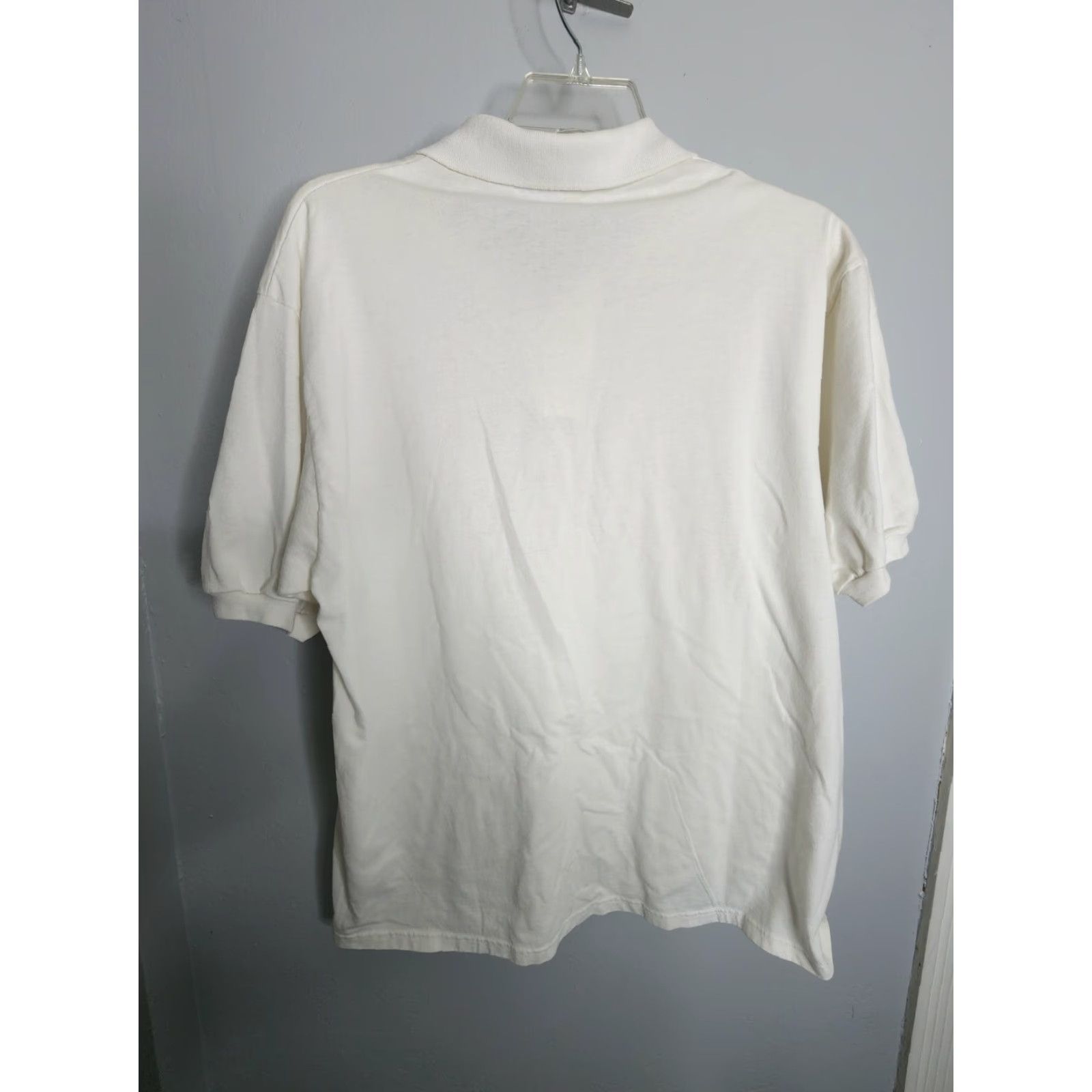 Jerzees VINTAGE Jerzees Mens XL Beige Combed Cotton Polo Shirt USA 90s Classic Distressed Size US XL / EU 56 / 4 - 2 Thumbnail