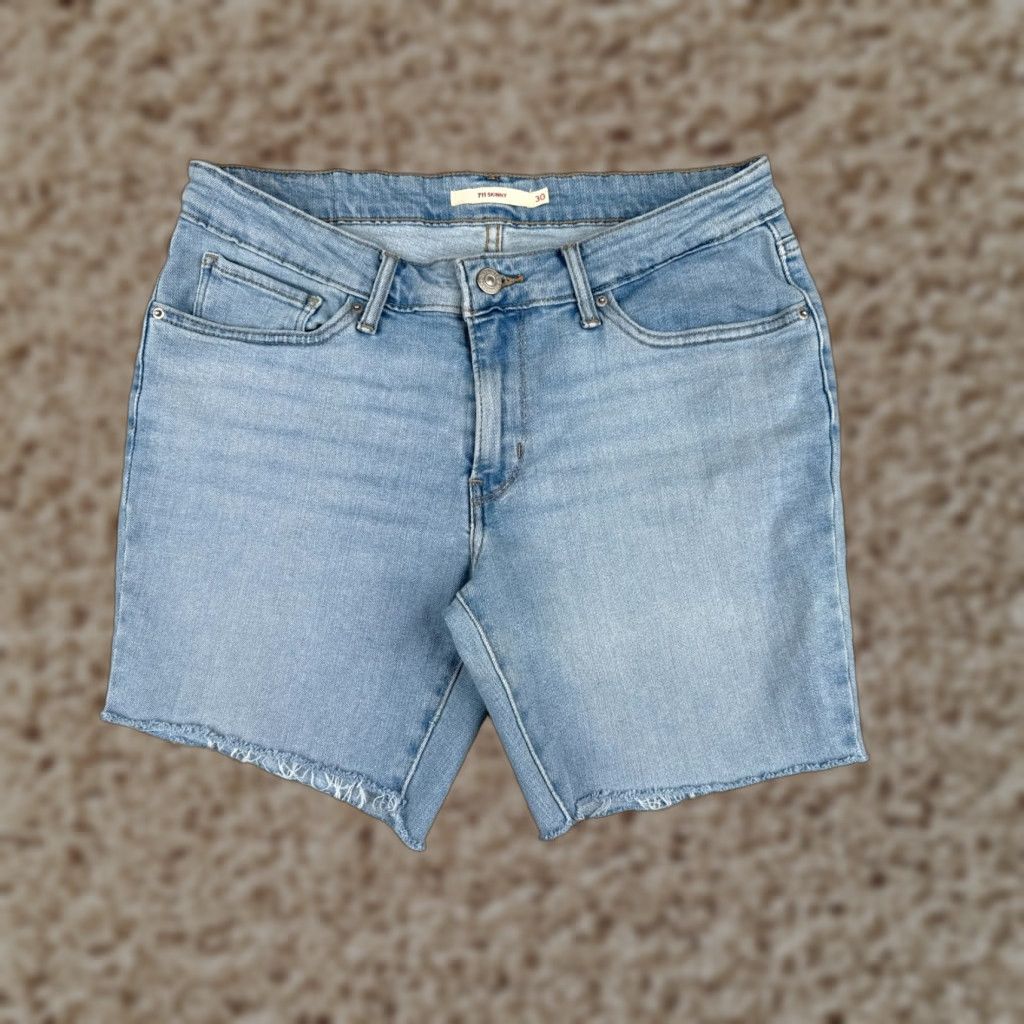 Levi's Levi's Shorts Women Blue Denim Cutoff 711 Skinny Cotton Blend Light 30x7 Size 30" / US 8 / IT 44 - 1 Thumbnail