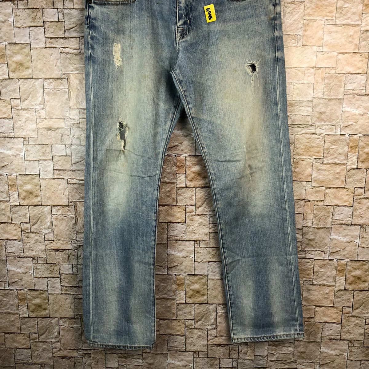 Uniqlo Uniqlo Boyfriend Blue Distressed Denim Pants #A998 Size US 32 / EU 48 - 3 Thumbnail