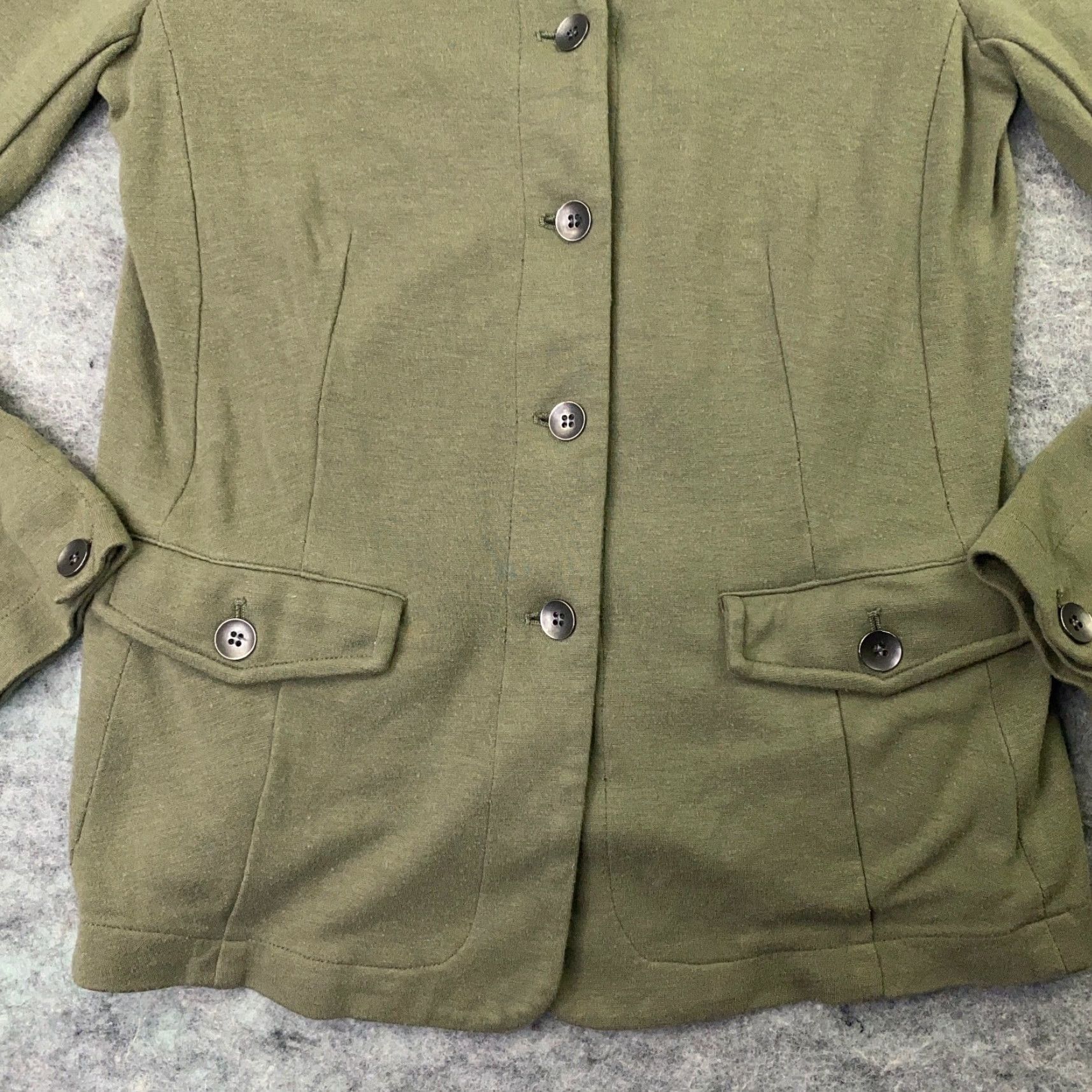 J. Jill J. Jill Jacket Womens Small Green Button Up High Neck Knit Pocket Pockets Classic Fit Regular Size S / US 4 / IT 40 - 4 Thumbnail